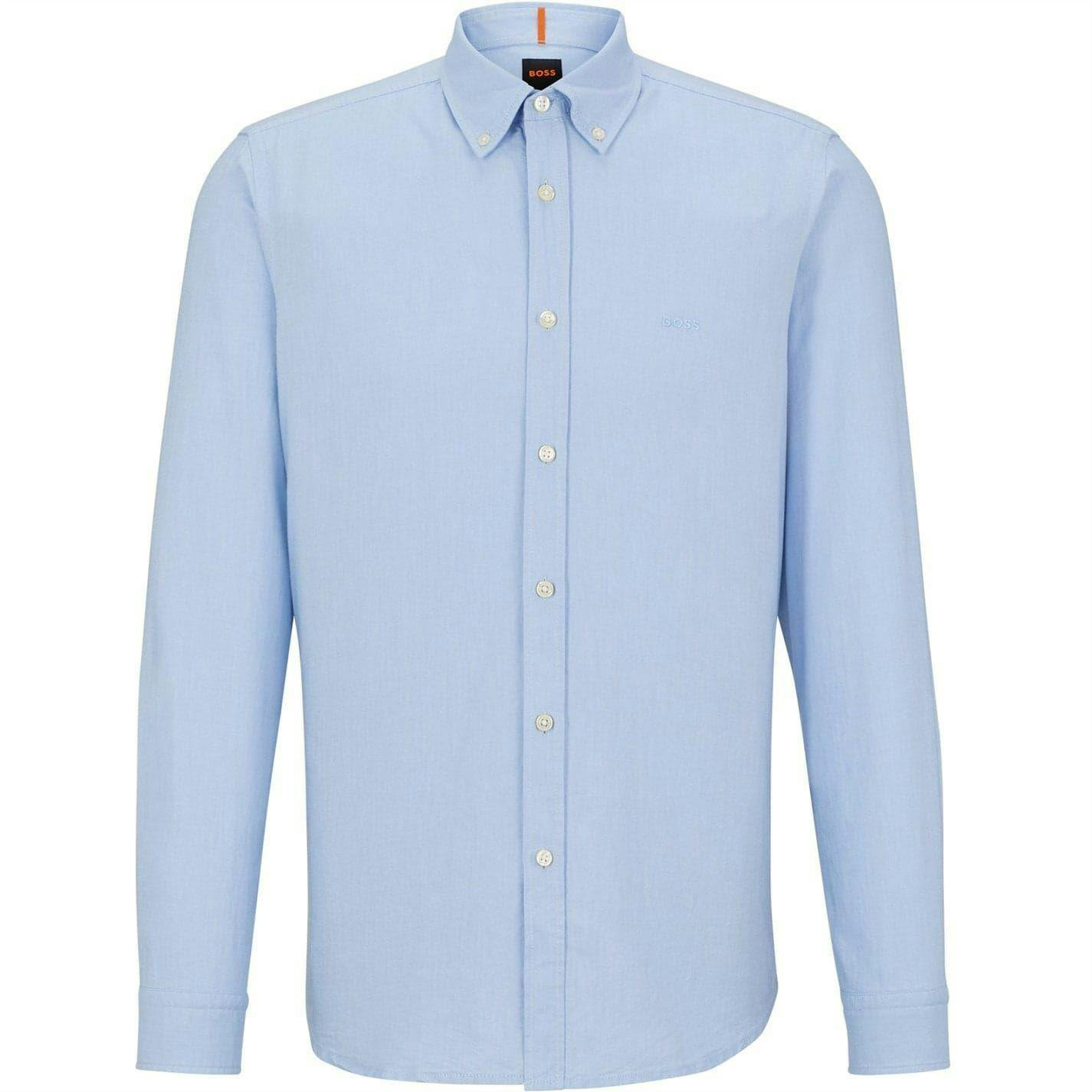 Boss Men's Blue Rickert Oxford Shirt - L - 100% Cotton