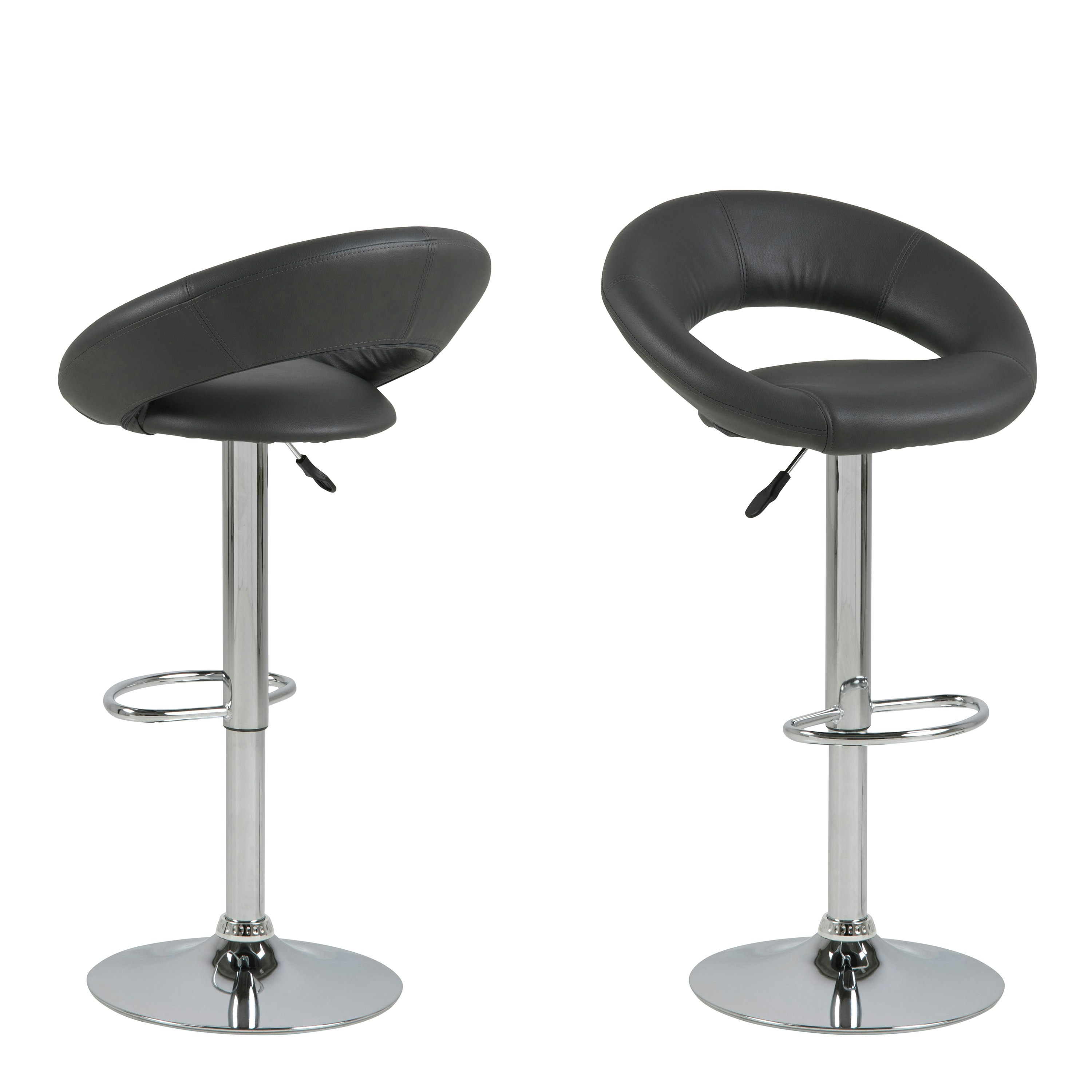 Furniture To Go Black Plump Swivel Bar Stool With Open Back - 1
