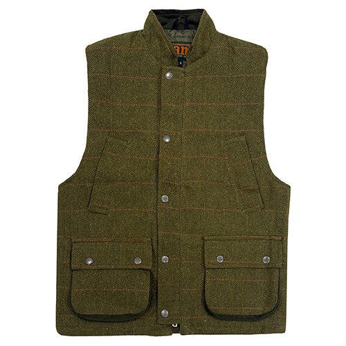 Coolandnew Men's Dark Game Ascot Tweed Gilet - Ascot Sage - S