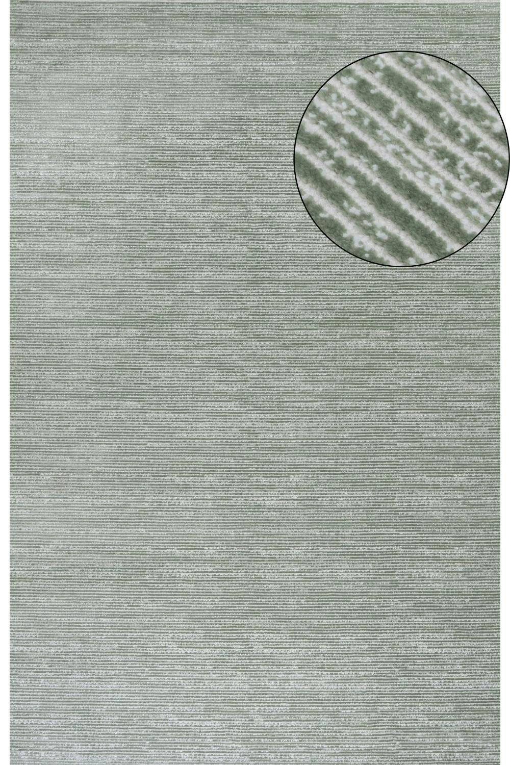The Rugs Green/Cream Carmel Striped Rug | 6020 - 200X290 Cm