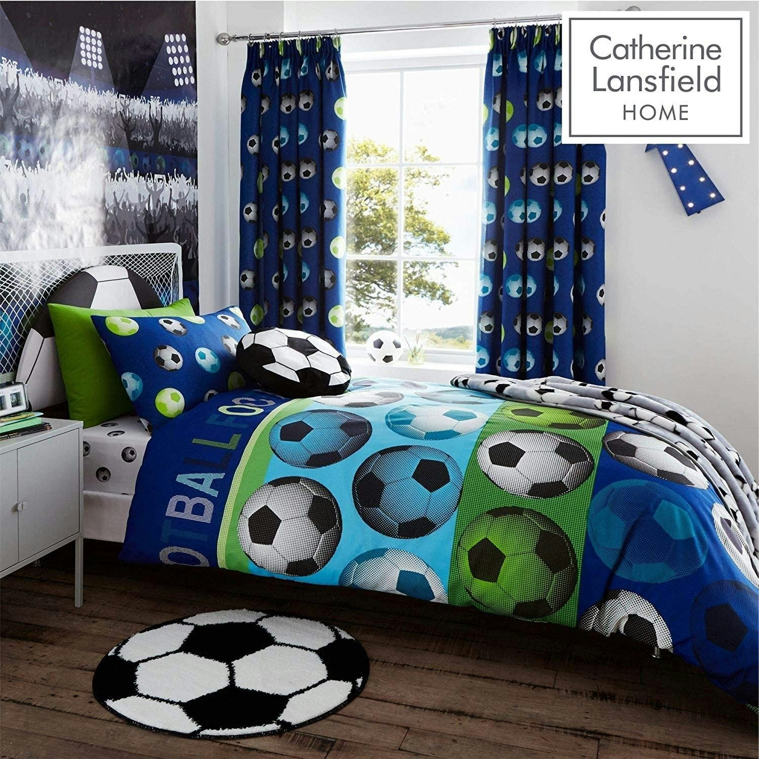 Rackhams Blue Football Duvet Cover Set - Polycotton - Single