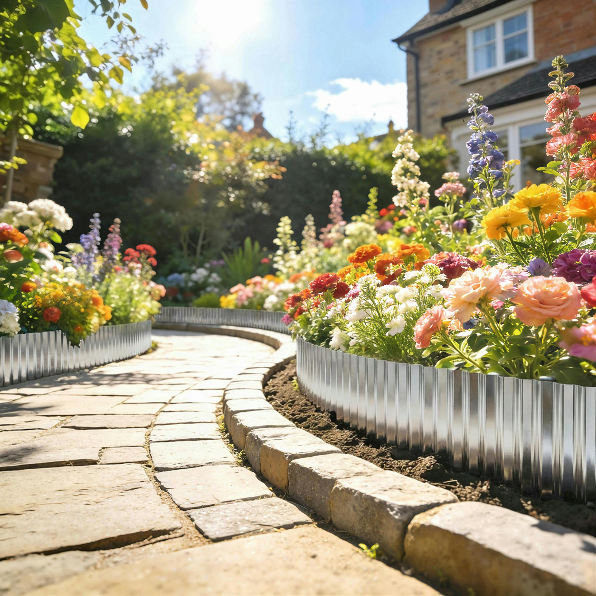 Outsunny Silver Metal Lawn Edging Border, Garden Edging - 650 X 20 Cm - Lawn Edging
