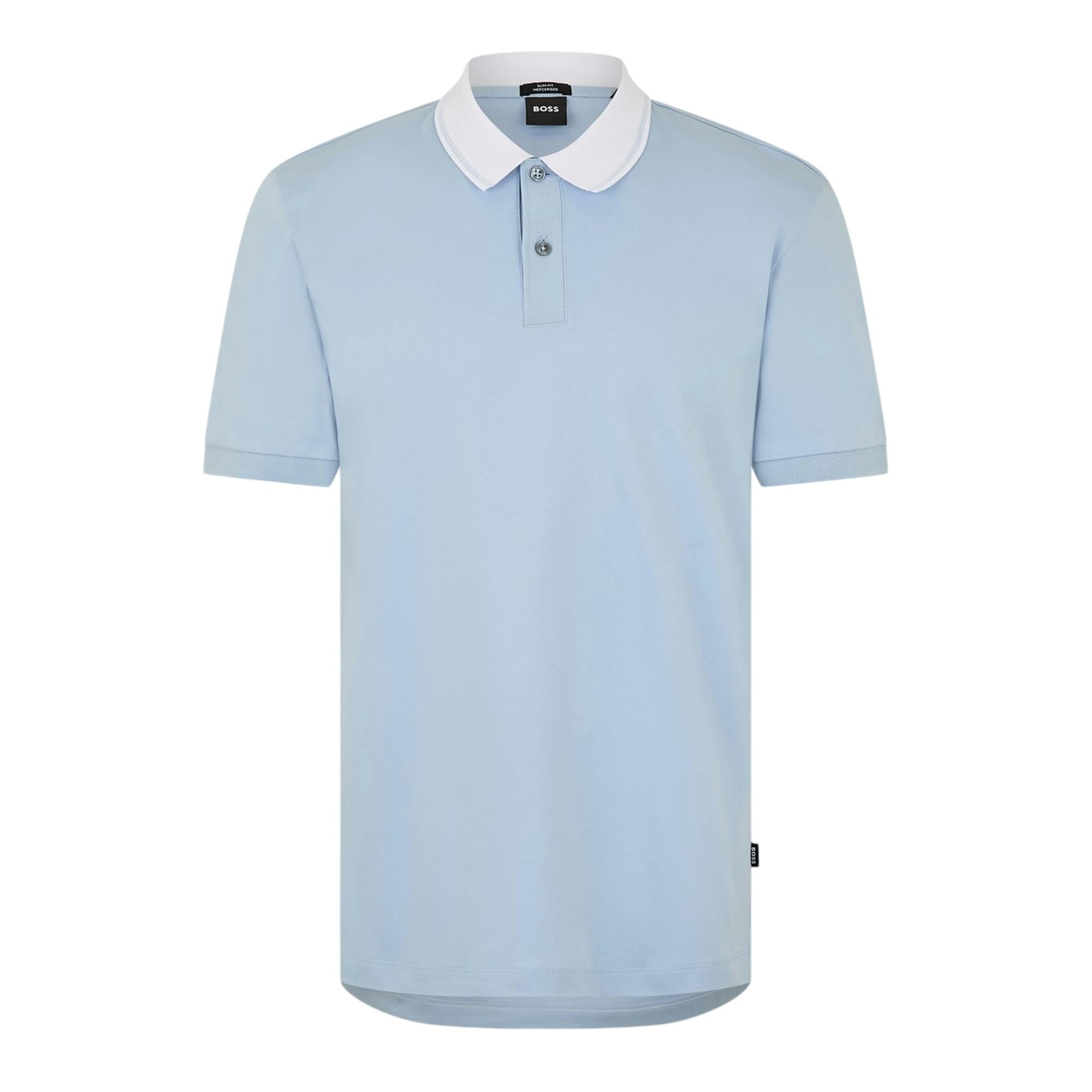 Boss Men's Blue Melange Regular Polo Shirt - Pastel - Xxl - Pastel - 100% Mixed