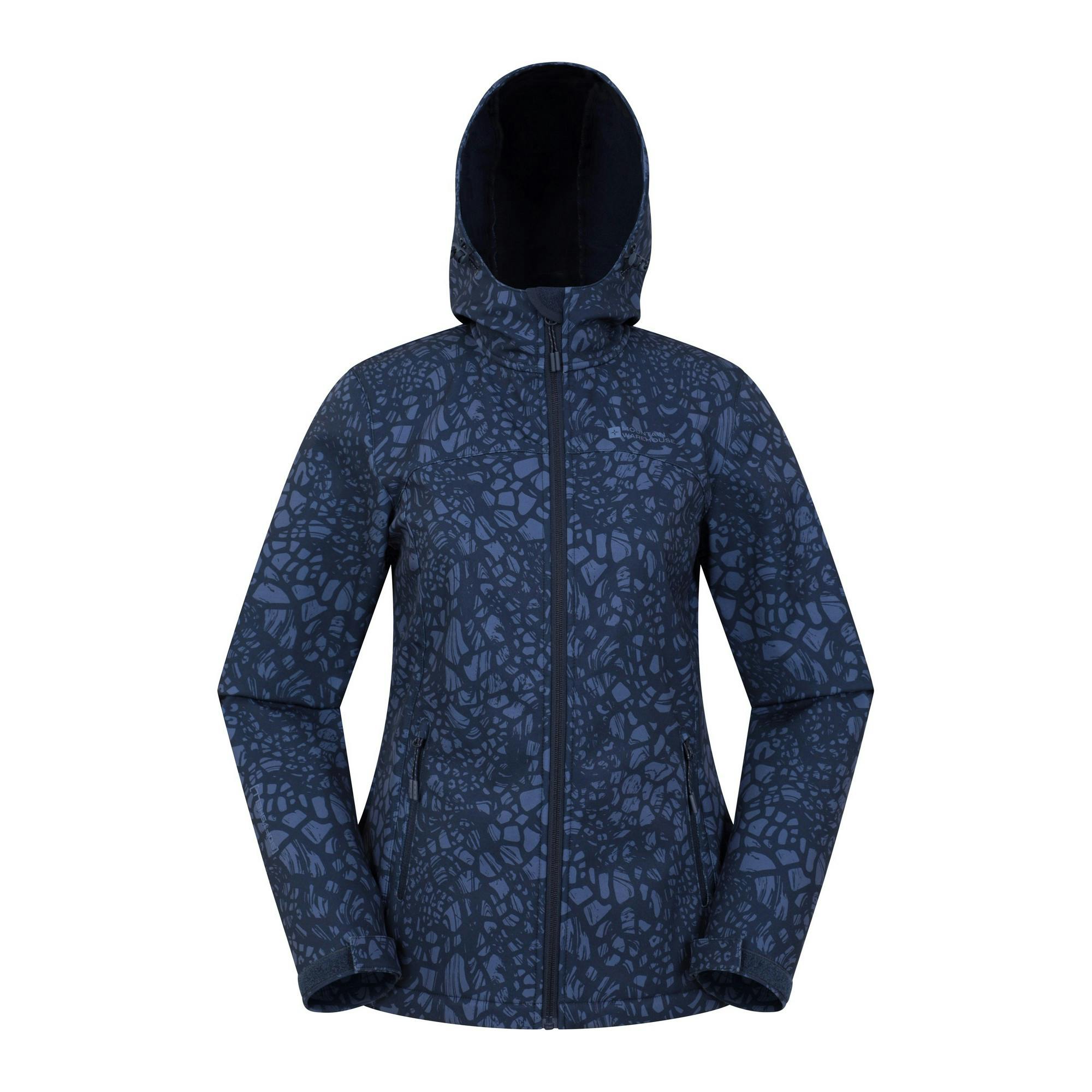 Mountain Warehouse Women's Dark/Blue / Exodus Abstract Water Resistant Soft Shell Jacket - 14 Uk - 95% Polyester/5% Elastane