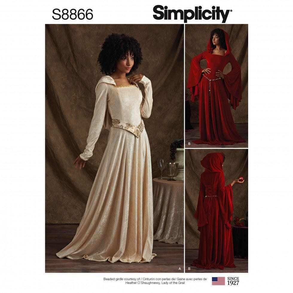 Simplicity Women's Sewing Pattern 8866, Costumes, Dresses, Vintage Style For H5 (6-8-10-12-14) - Intermediate - H5 (6-8-10-12-14)