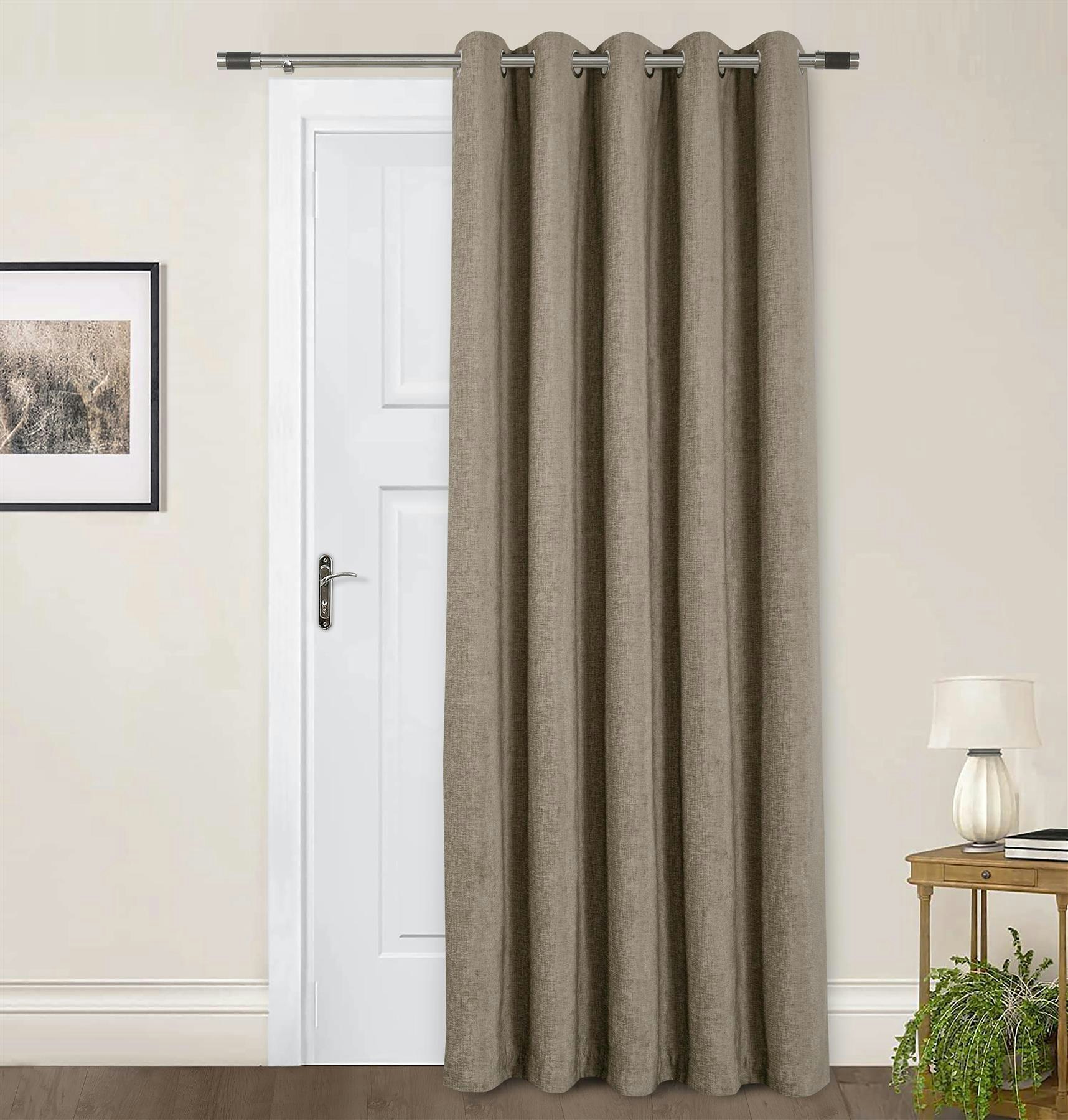 Sundour Brown Amberley Chenille Eyelet Door Curtain - 66 X 84"