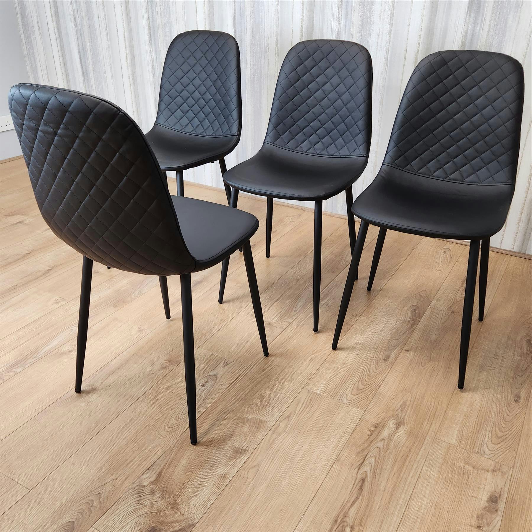 Kosy Koala Unisex Black Dining Chairs Set Of 4 Leather Kitchen Chairs - Image 6