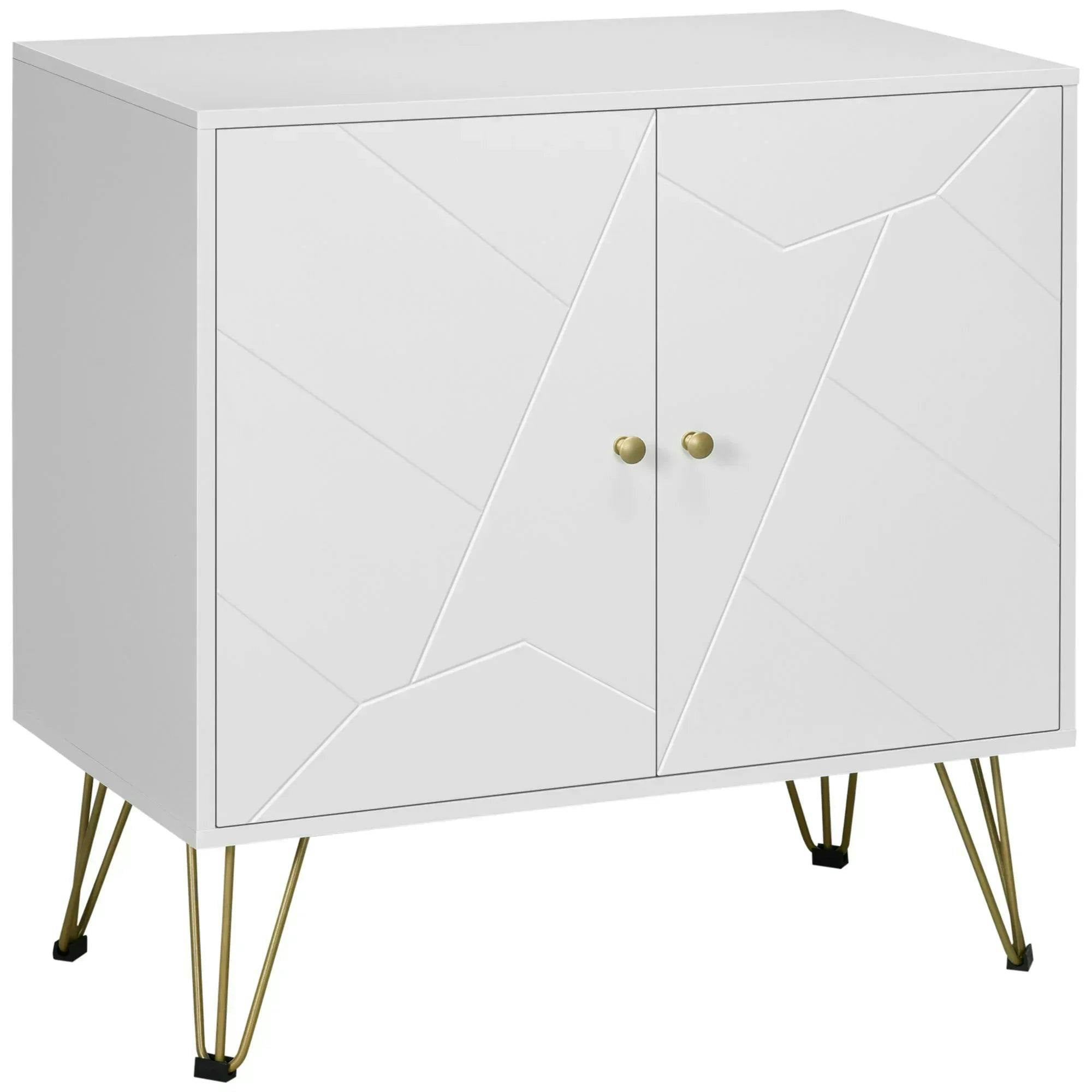 Rackhams White Freestanding Storage Cabinet With Adjustable Shelves For Living Room - Image 9