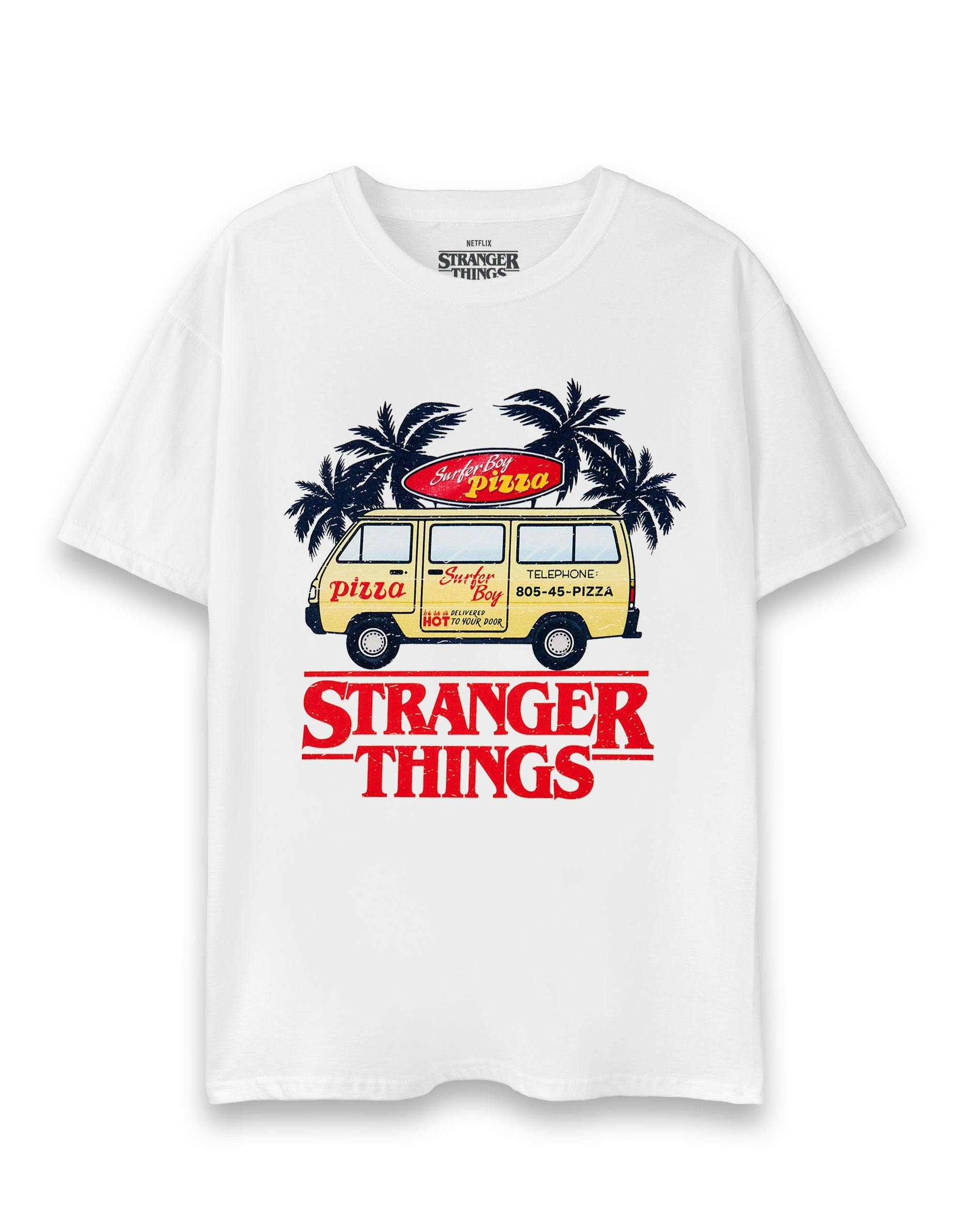 Vanilla Underground Unisex White Stranger Things Pizza Van Short Sleeved T-Shirt - Medium