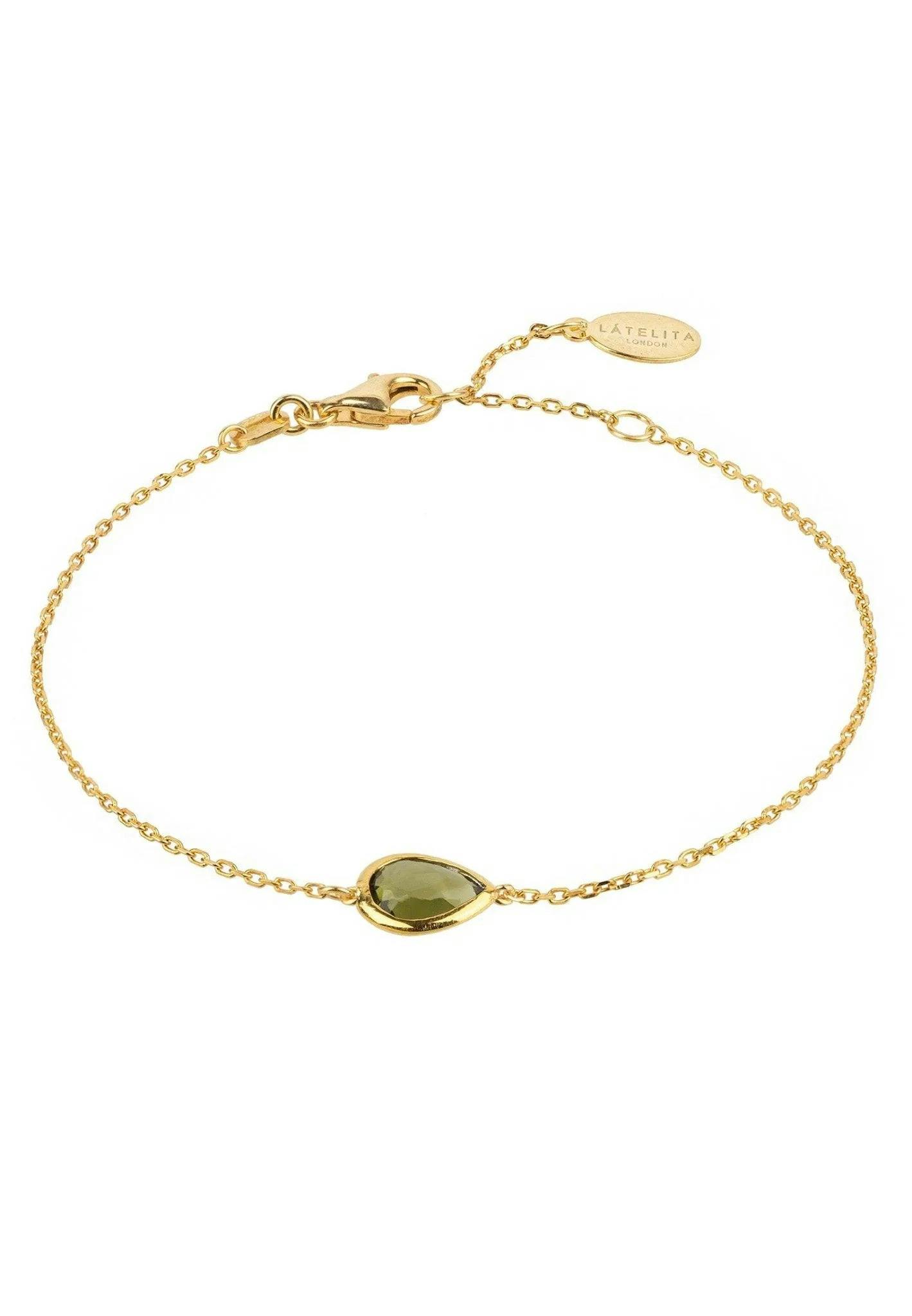 Latelita Gold Pisa Mini Teardrop Bracelet Peridot