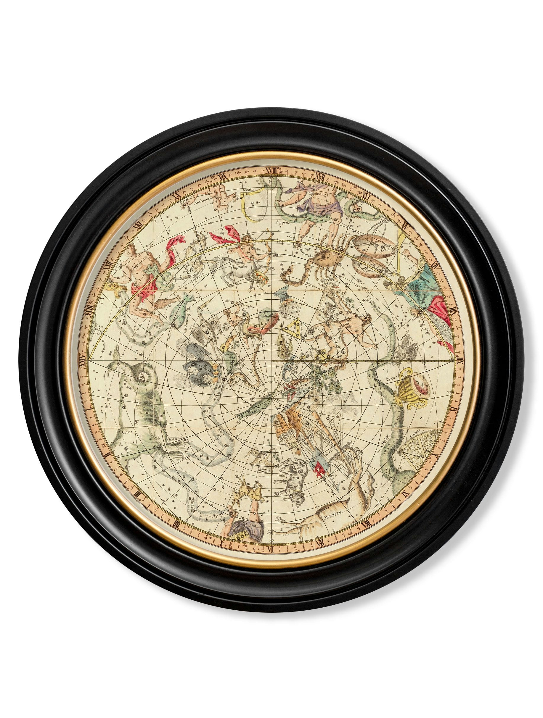 Rackhams Black C.1820 Map Of Constellations - Round Frame - 120 X 120Cm - Northern Hemisphere