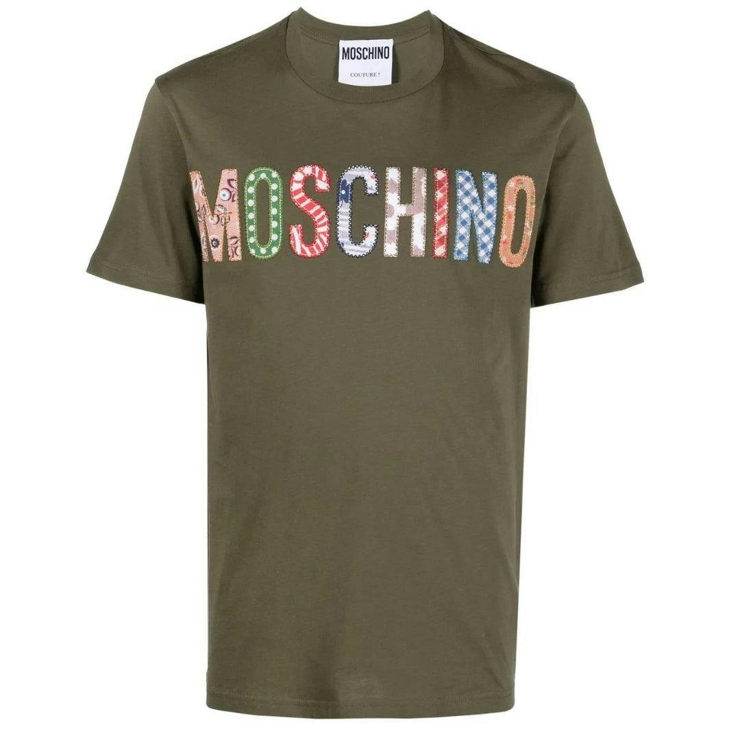 Moschino Men's Green Embroidered Logo T-Shirt - S