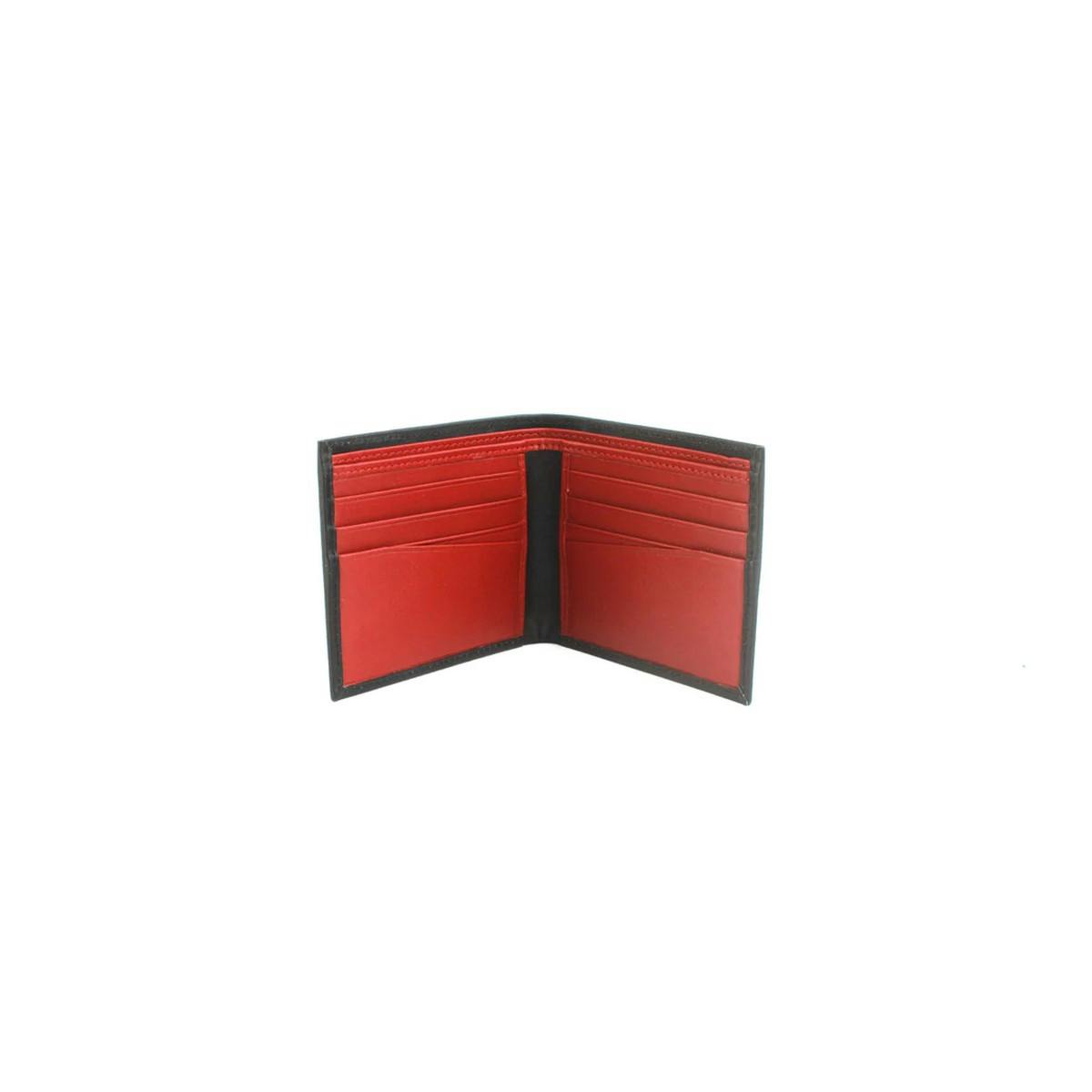Eastern Counties Leather Black/Red Carter Leather Slimline Card Wallet - One Size - 100% Leather
