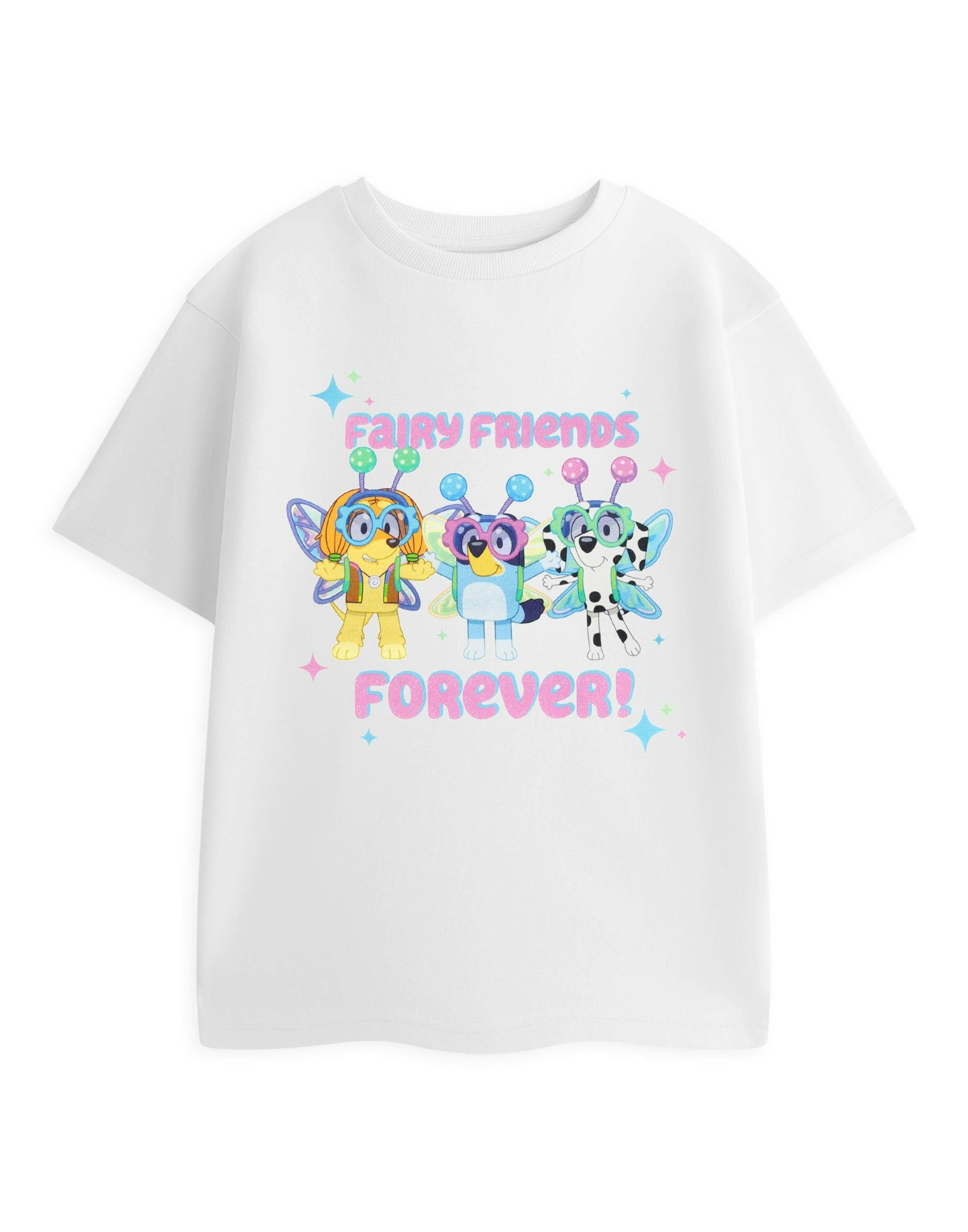 Vanilla Underground Girls White Bluey Fairy Friends Forever Short Sleeved T-Shirt - 18-24 Months