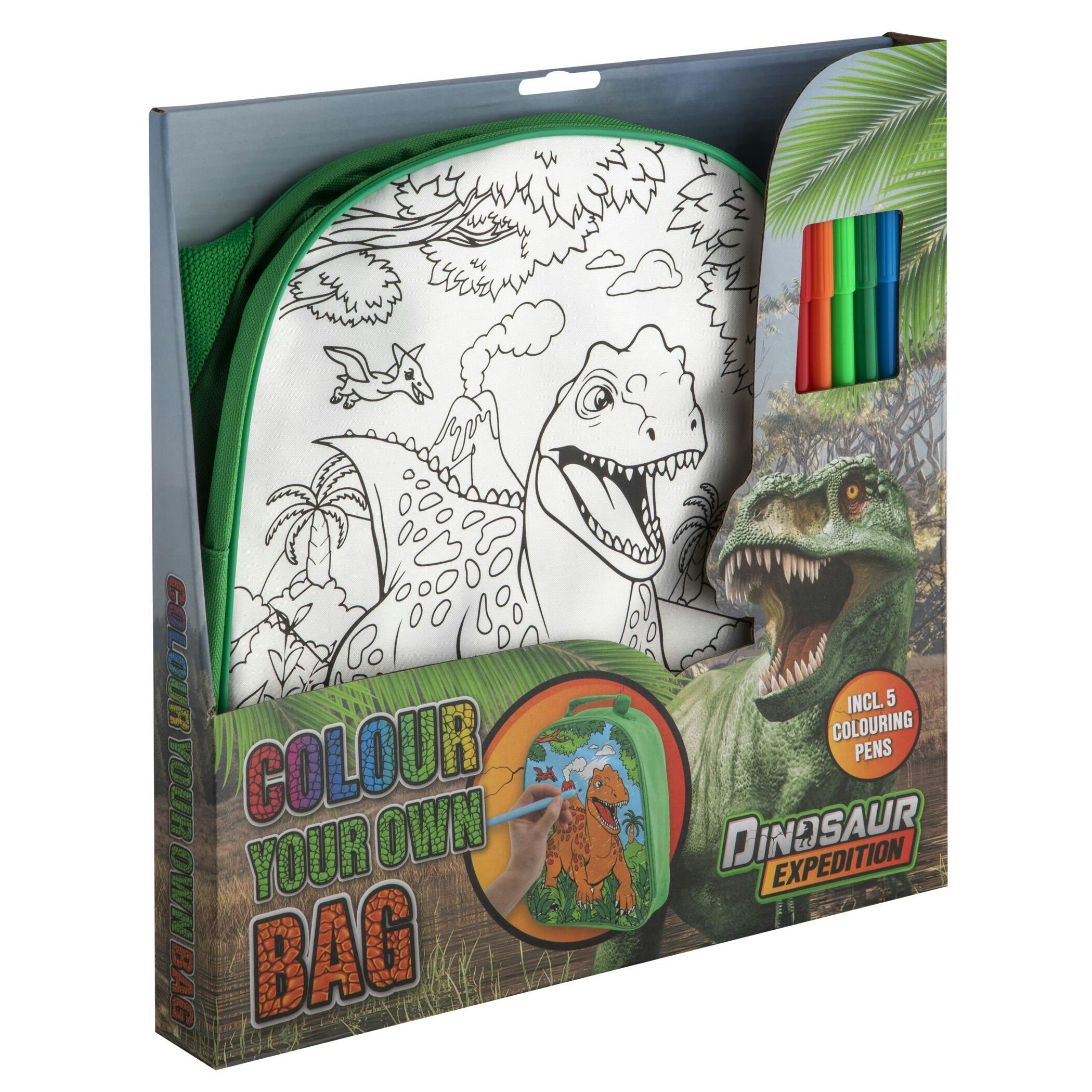 Totum Green Dino Colour Your Own Bag - Multi - Fabric