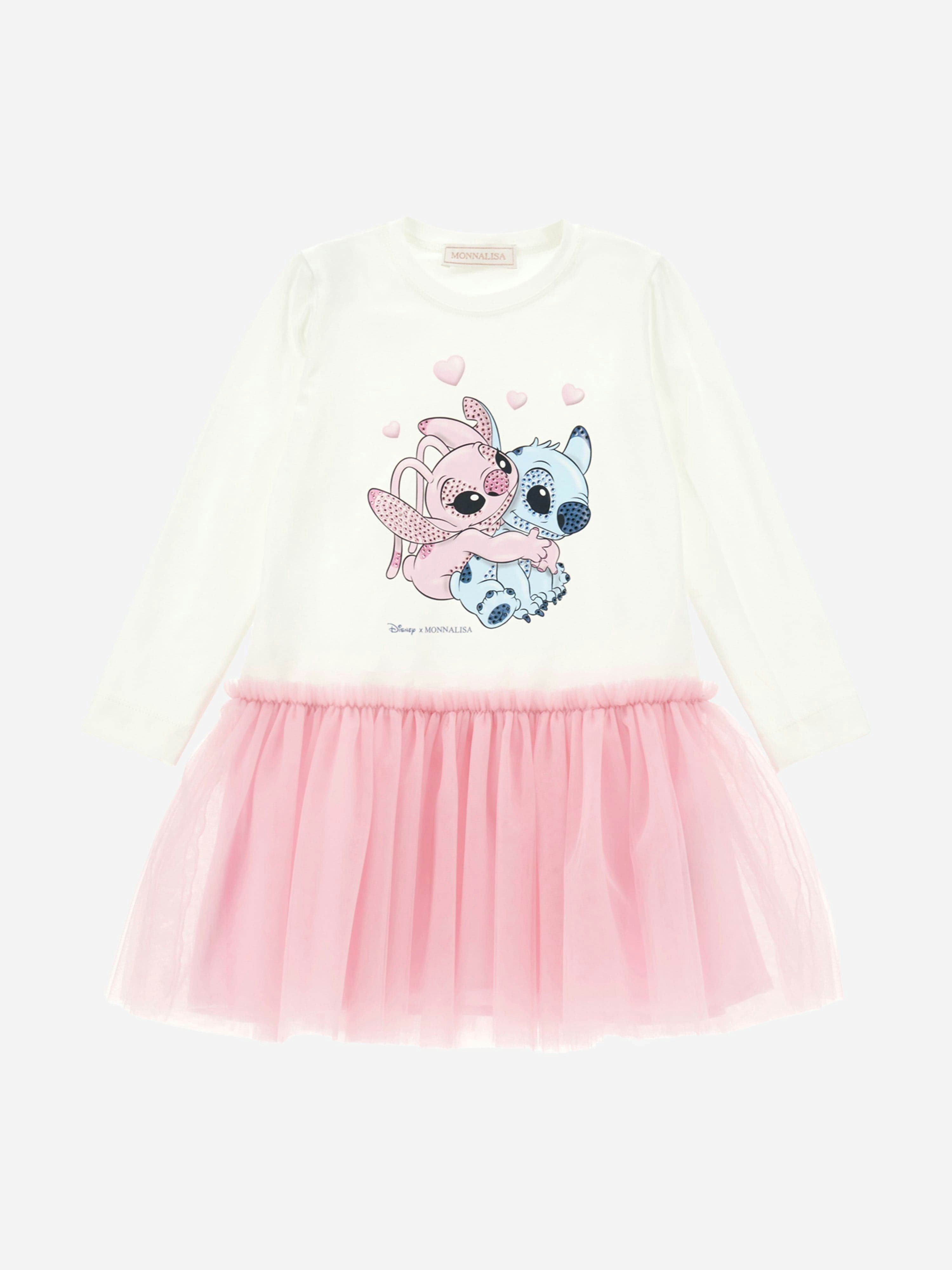 Monnalisa Girls Ivory Stitch And Angel Dress In - 6 Yrs