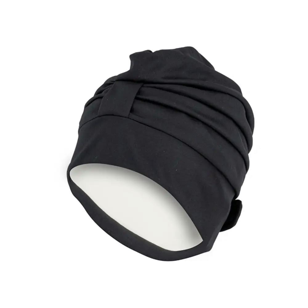 Fashy Black Draped Fabric Swim Cap