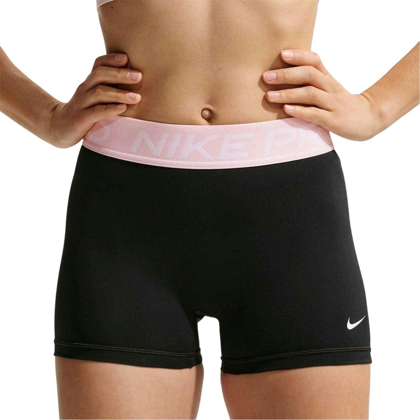 Nike Women's Black/Pink Pro Compression Shorts - 12 Uk - 78% Polyester/22% Spandex