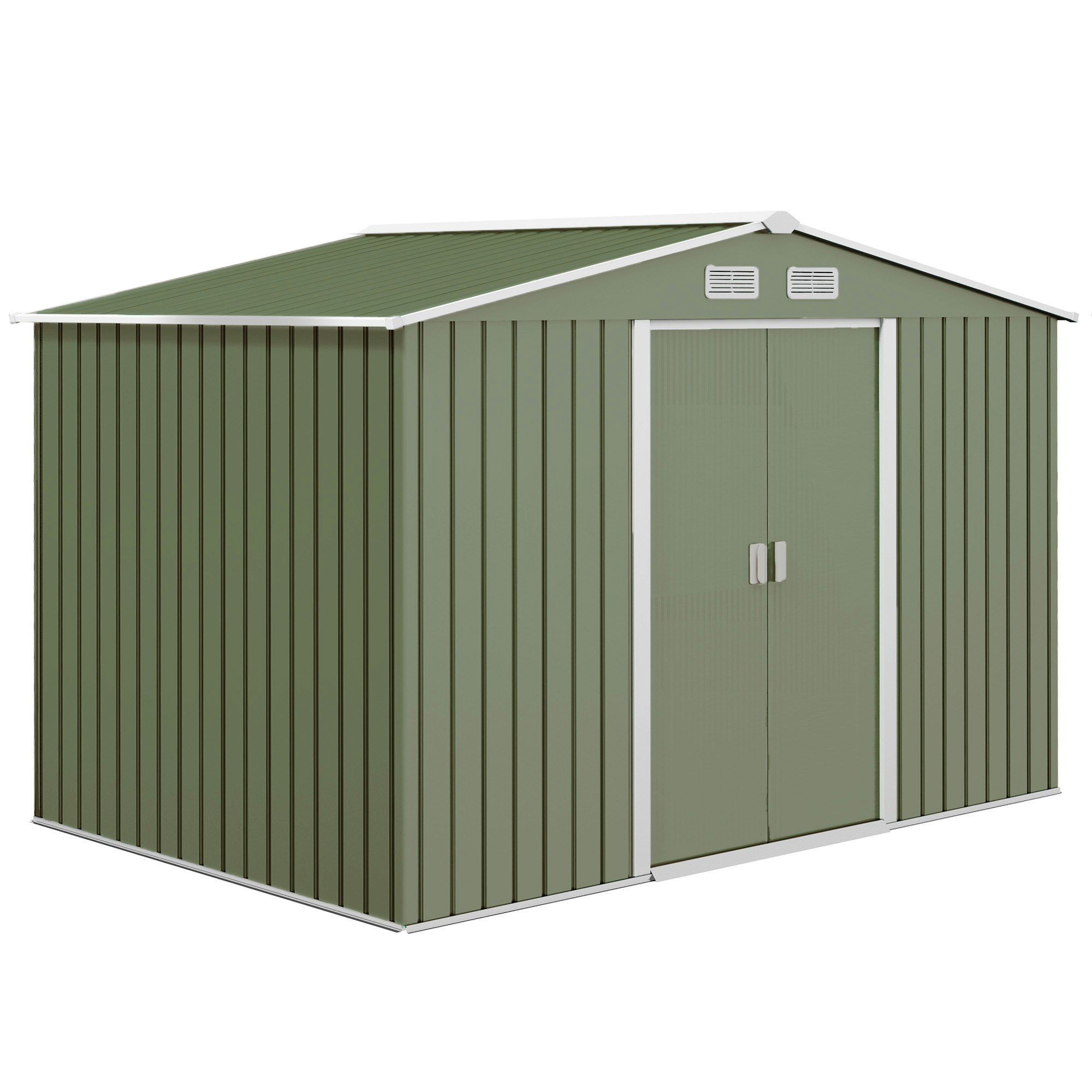 Rackhams Light/Green X 6Ft Galvanised Garden Storage Shed With Sliding Door, Size 9