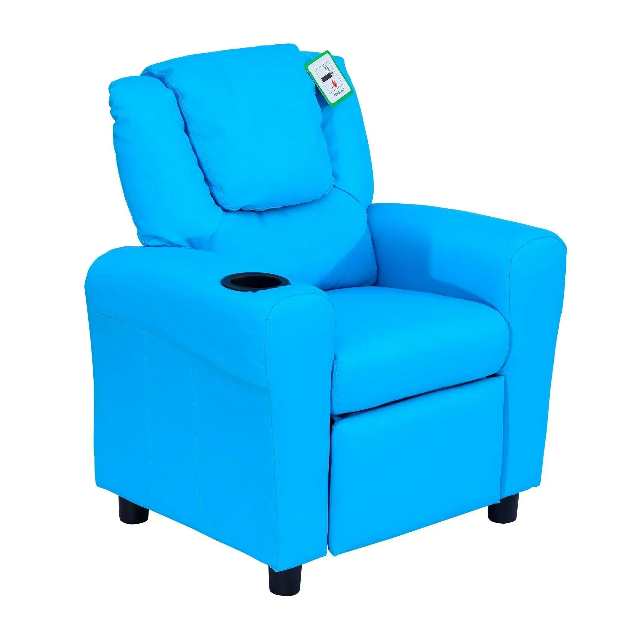 HOMCOM Kids Recliner Chair w/ Cup Holder, PU Leather Children Lounger - Image 8