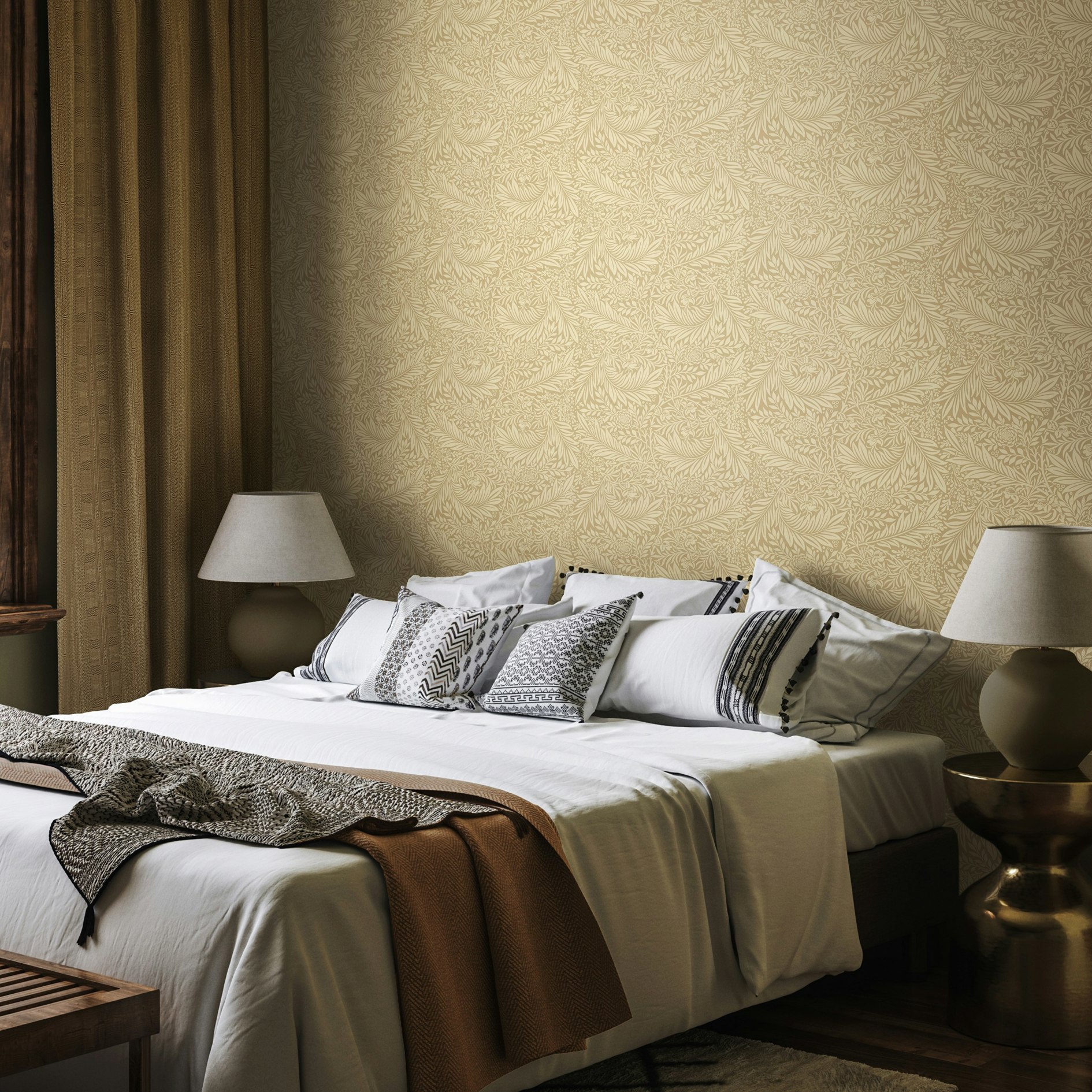 Rackhams Leaf Vine - Straw 10M Wallpaper