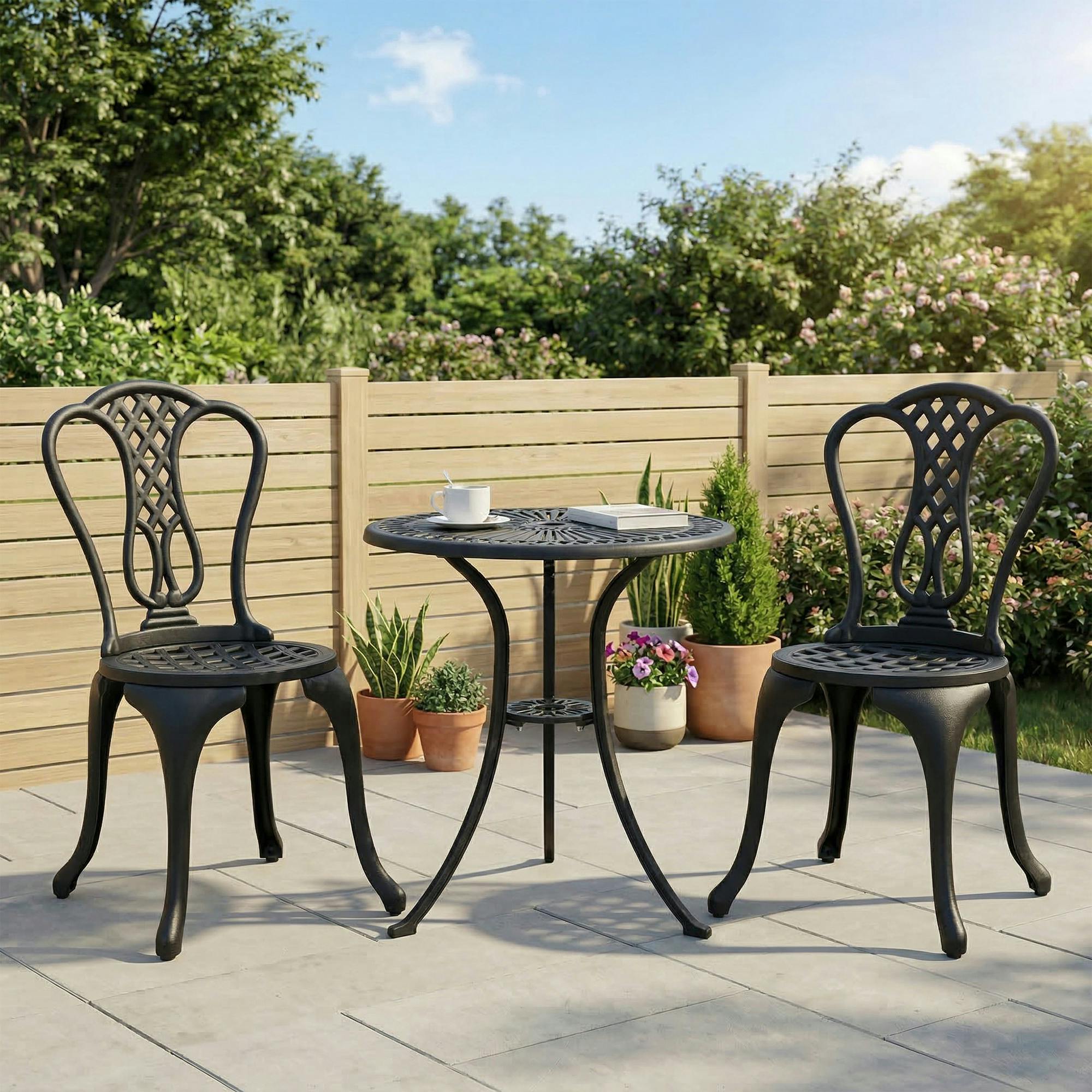 Rackhams Garden Bistro Set Outdoor Table Chairs Aluminium Patio Lawn Furniture