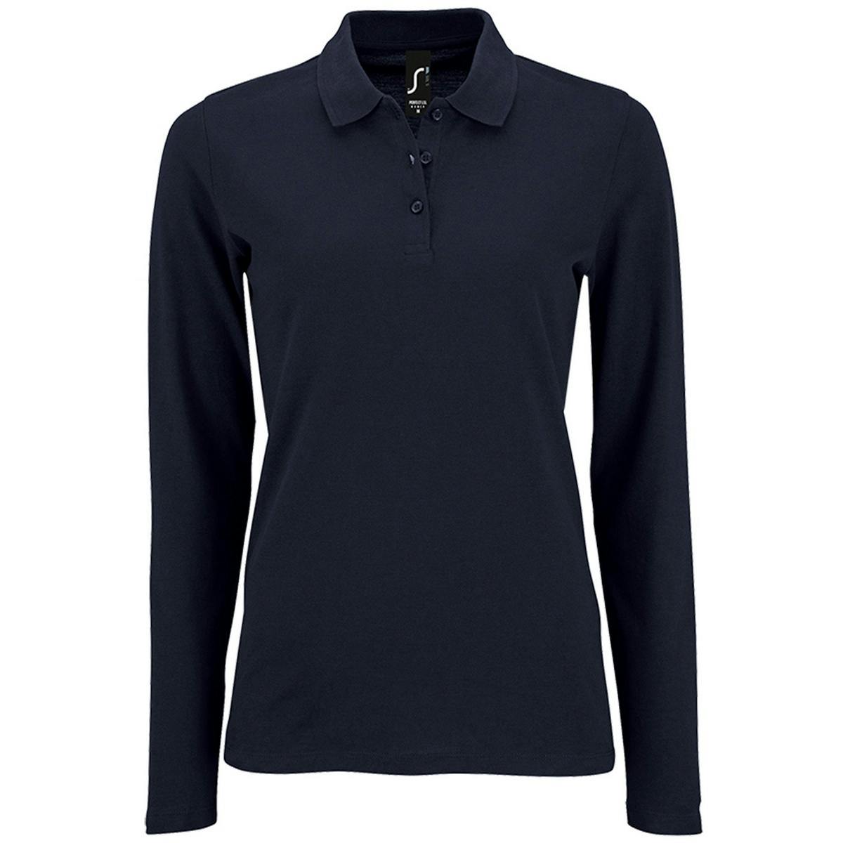 Sols Women's Perfect Long Sleeve Pique Polo Shirt - French Navy - French Navy - 3XL