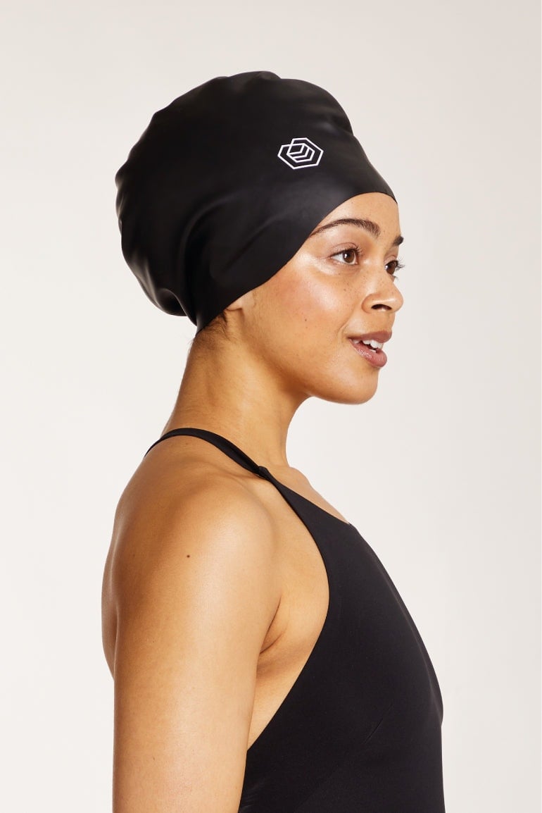 Soul Cap Black Large Swim Cap For Long Hair - L