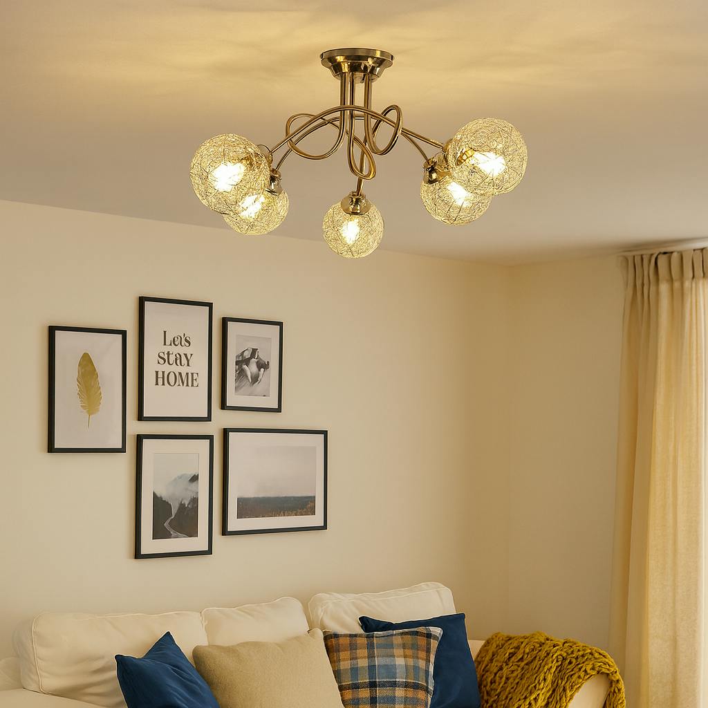 Pagazzi Lighting Light Pagazzi Ing Orinoco 5 Chrome Semi Flush Ceiling