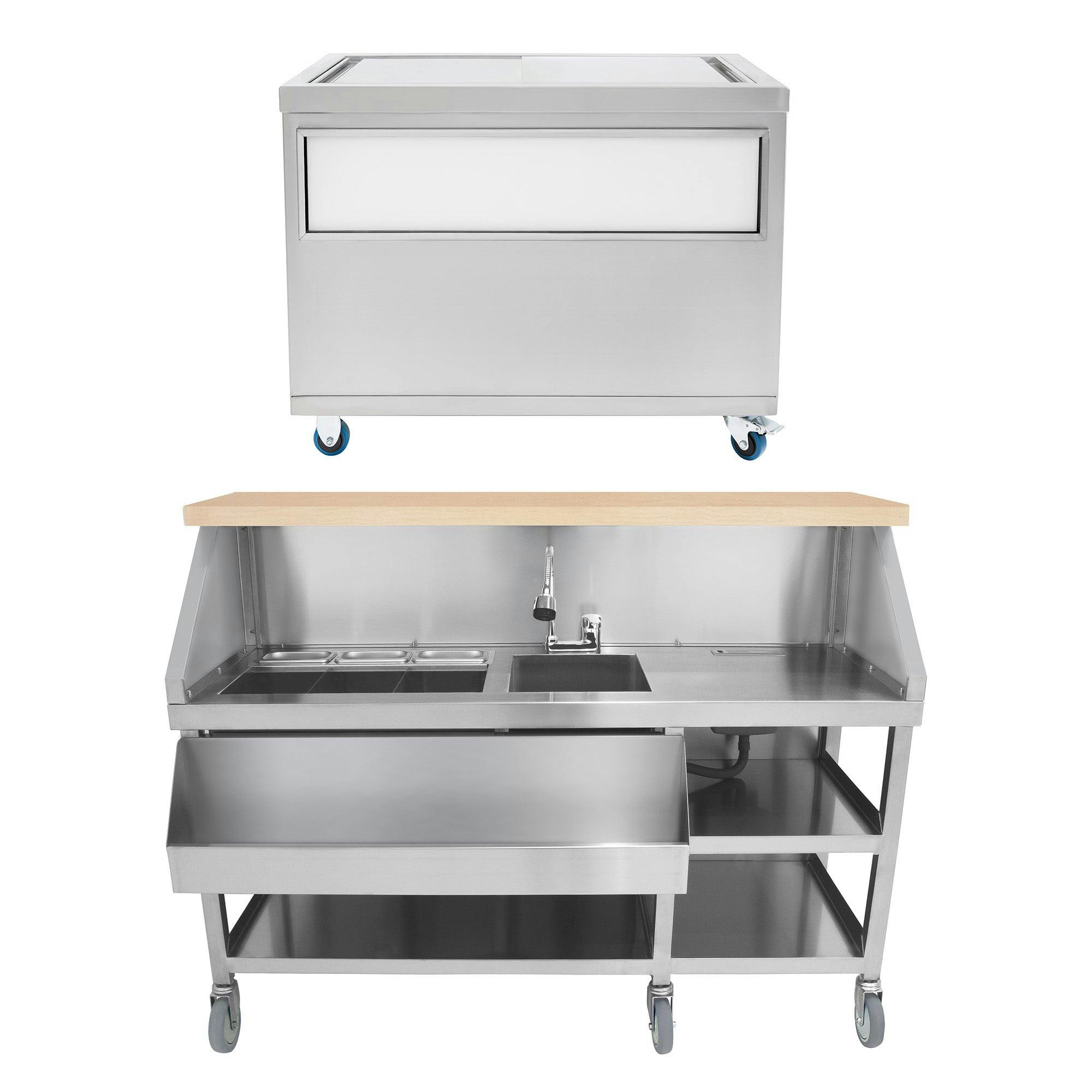 Rackhams Silver Mobile Cocktail Bar Station & Ice Cart – 1000Mm