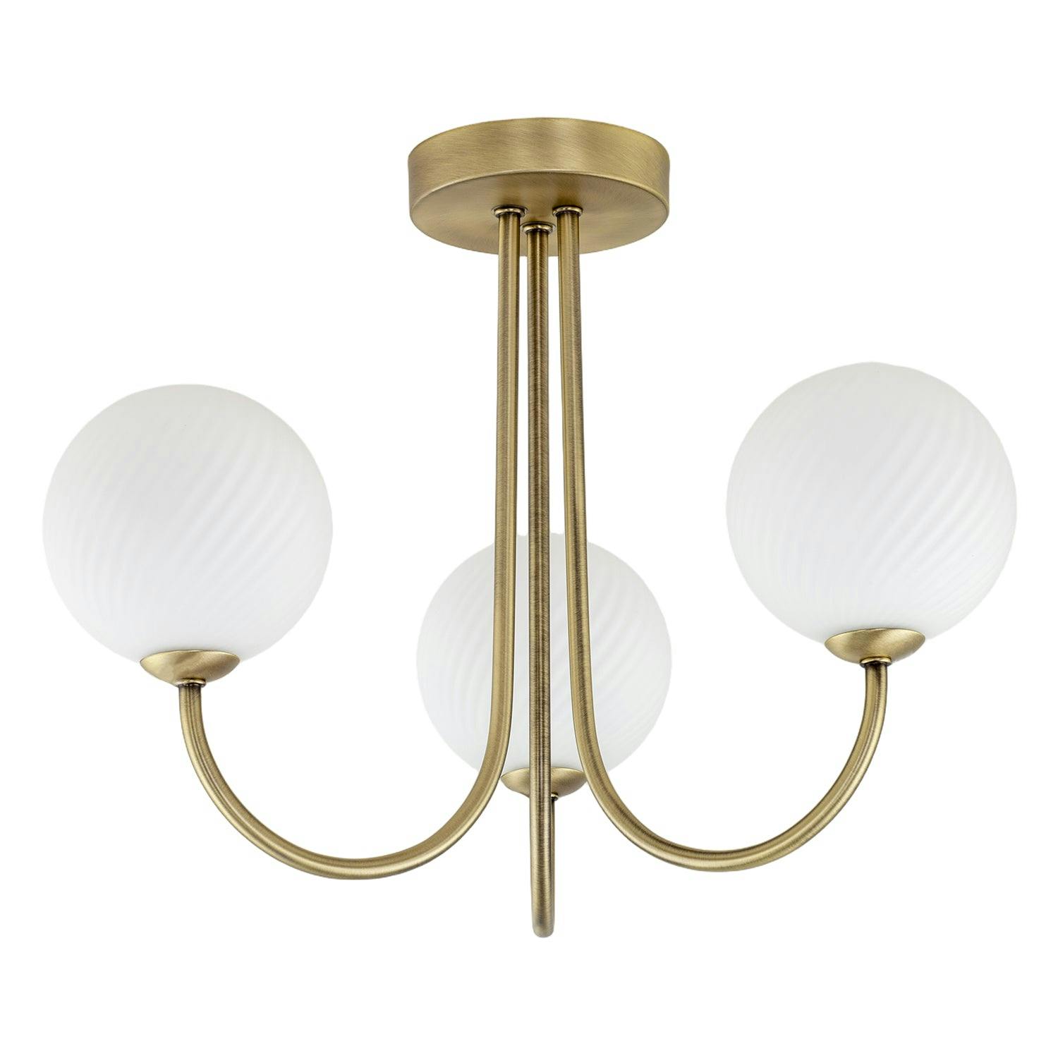 Rackhams Light Modern Antique Brass Plated Ceiling Fitting With Swirl Glass