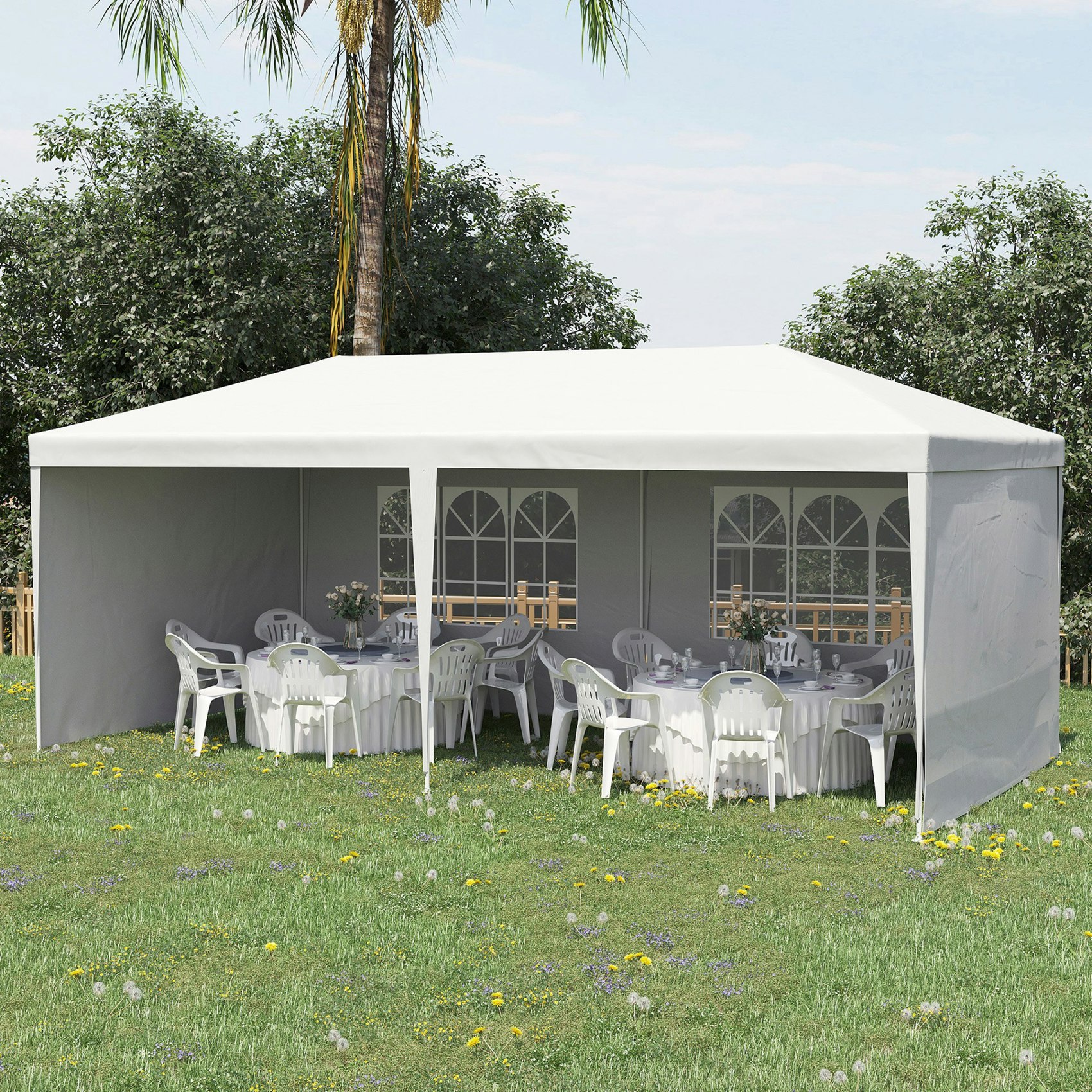 Rackhams White 6M X 3M Garden Gazebo Marquee Canopy Party Tent Canopy Patio