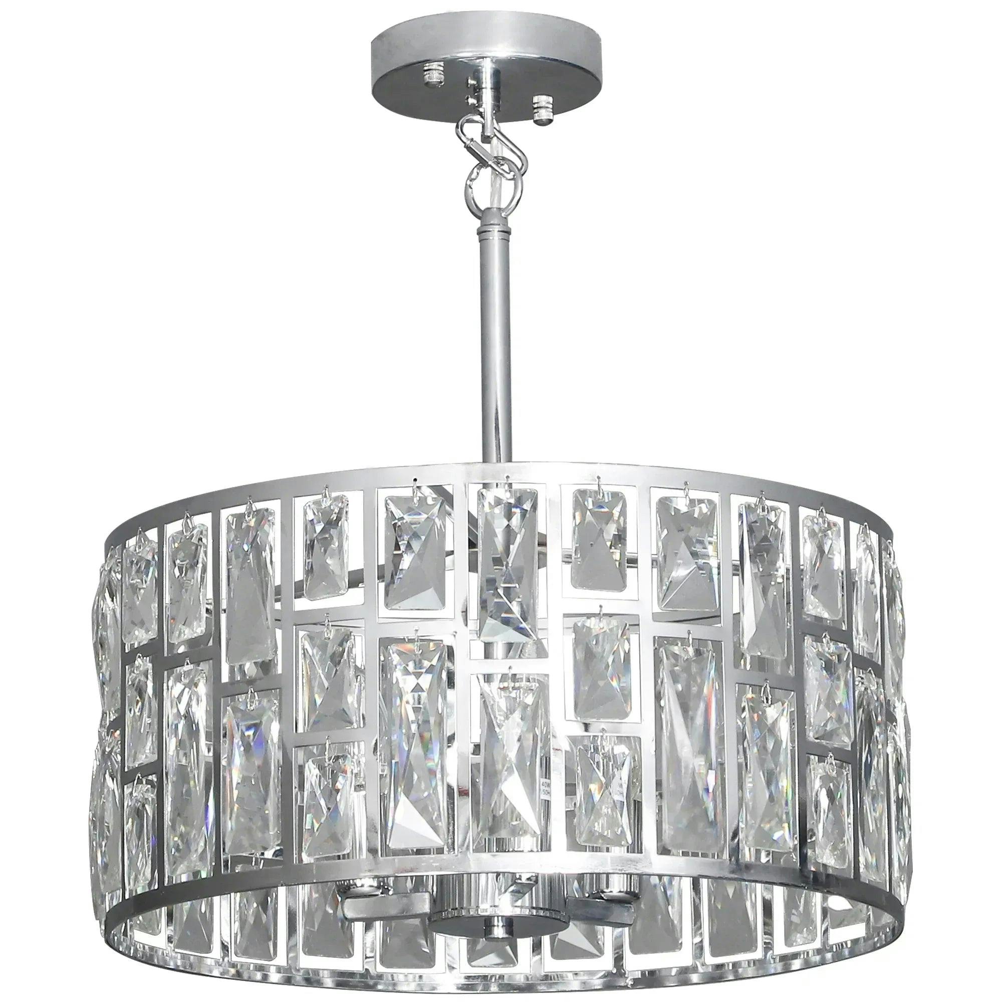Homcom Light/Silver Modern Flush Mount Ceiling Crystal Chandelier For Living Room - Image 5