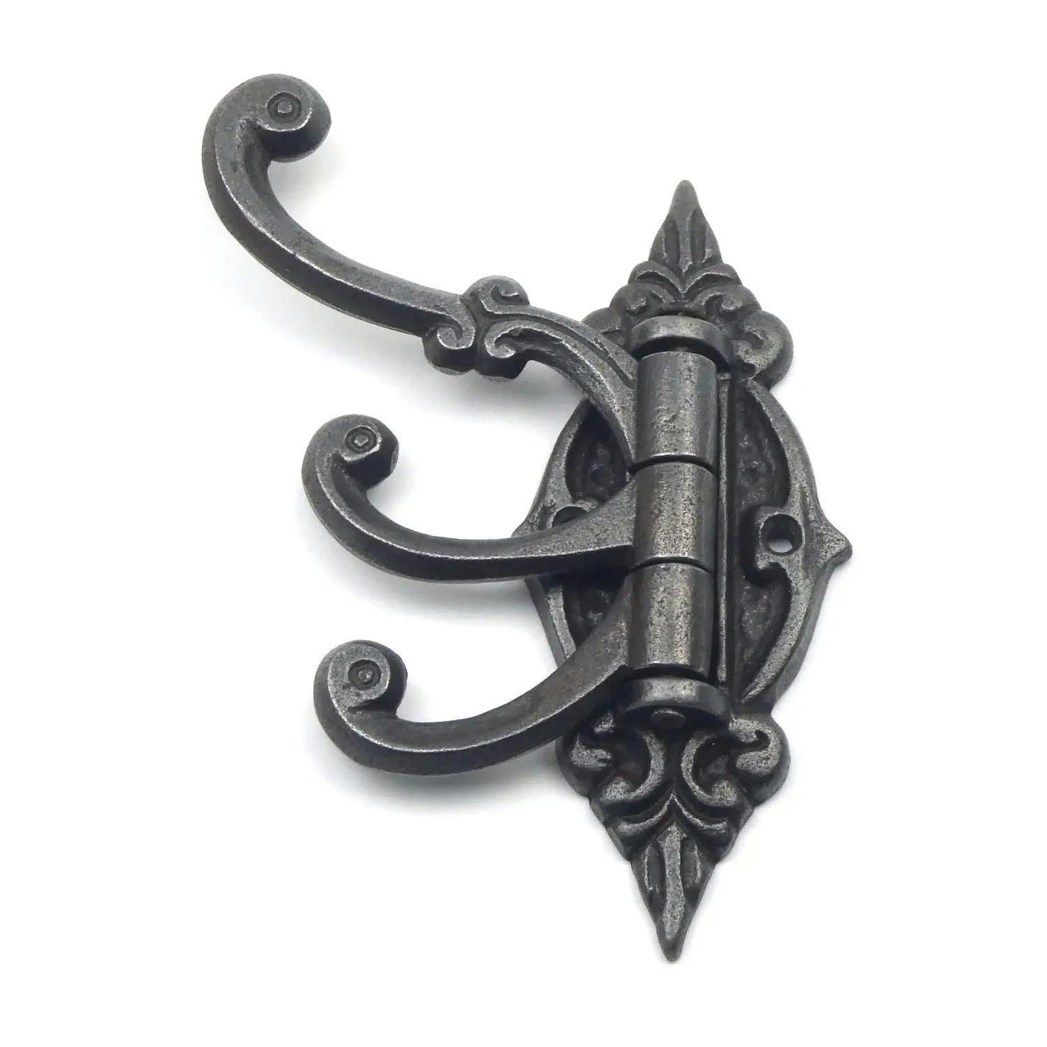 - OakcraftsAntique Iron Triple Swivel Hat And Coat Hook - Image 3