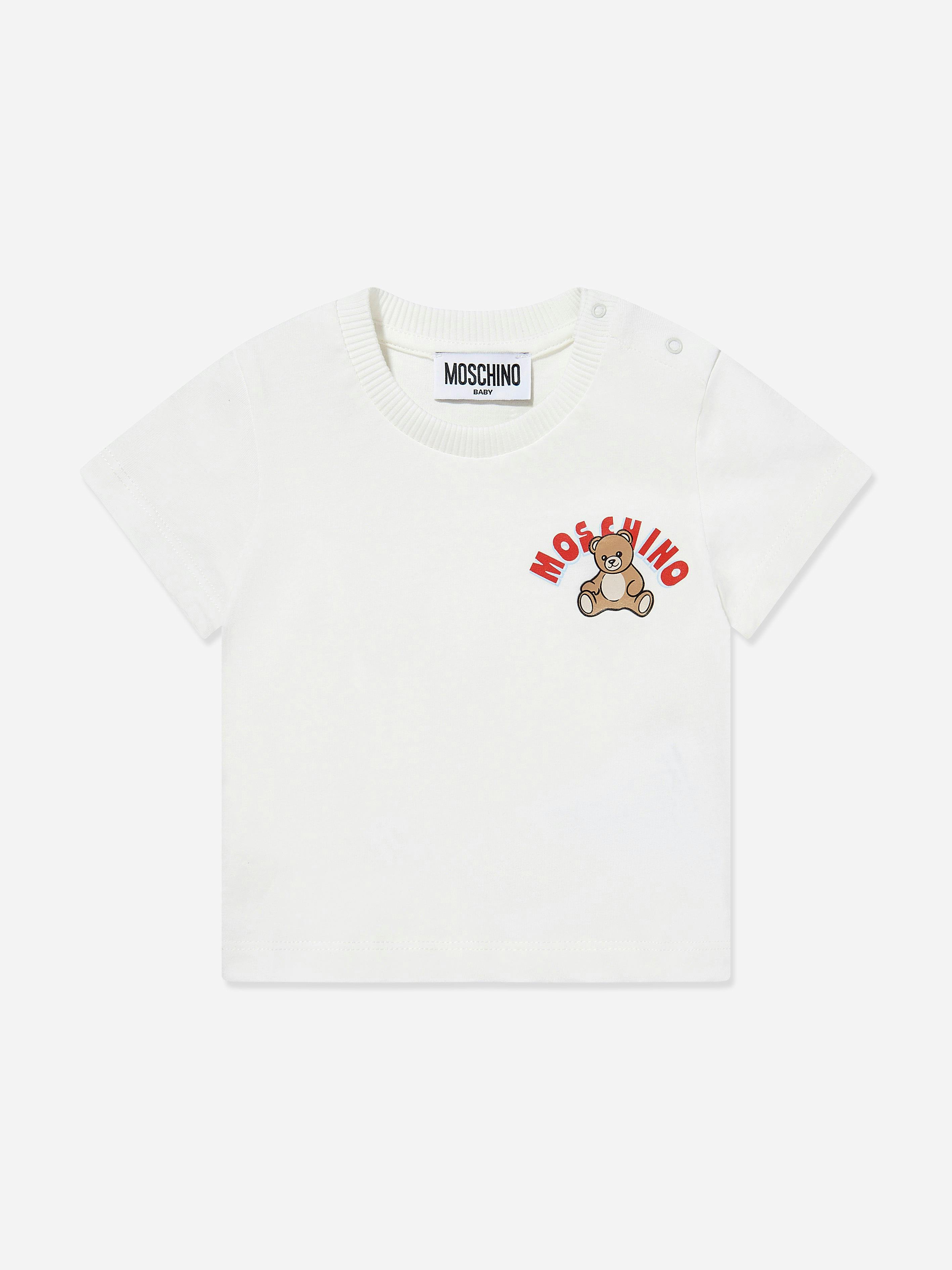Moschino Kids Ivory Moschino Baby Teddy Bear Logo T-Shirt In - 2 Yrs