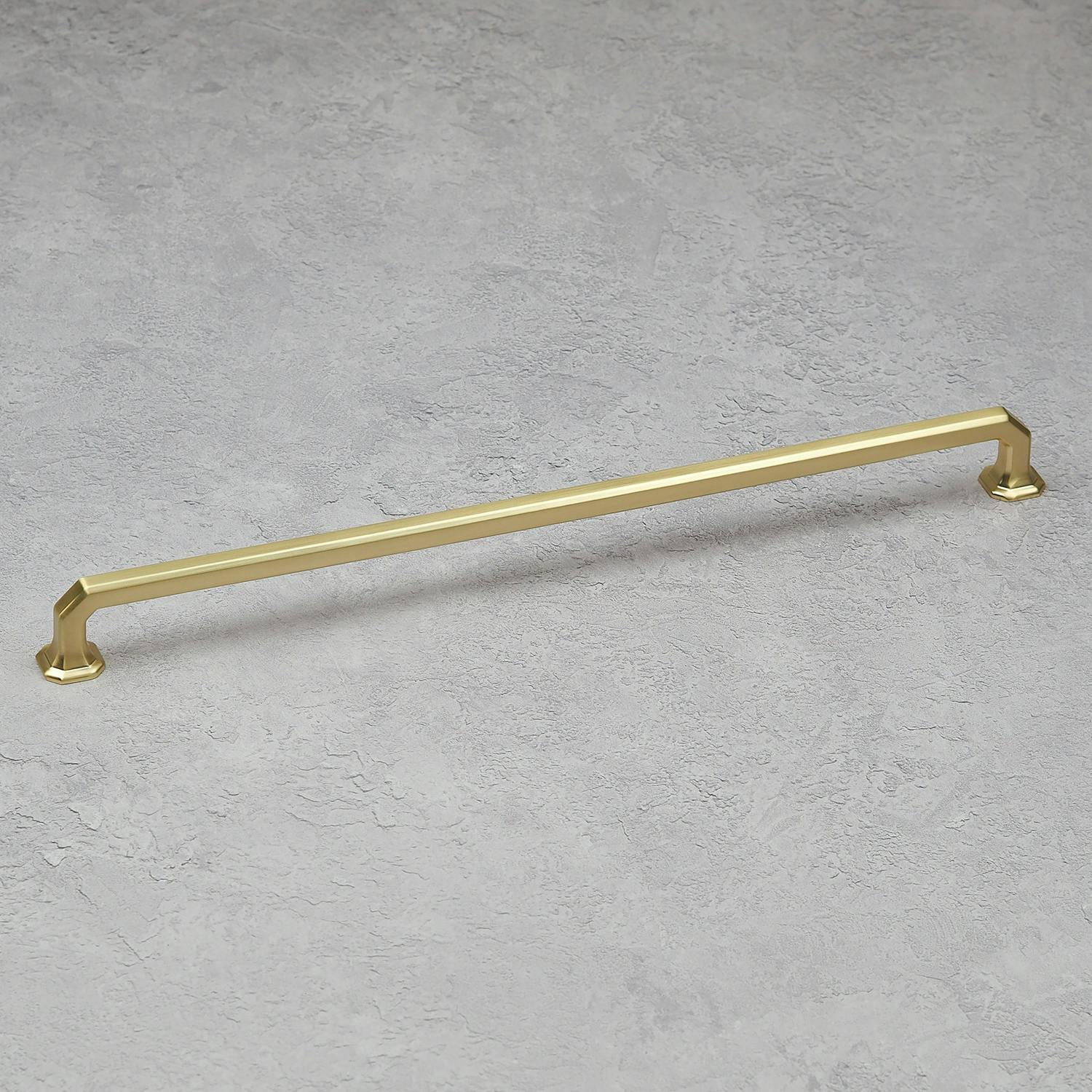 Handle & Home Light Polished Brass Octagonal Knob And Geometric Handles - 320Mm Handle