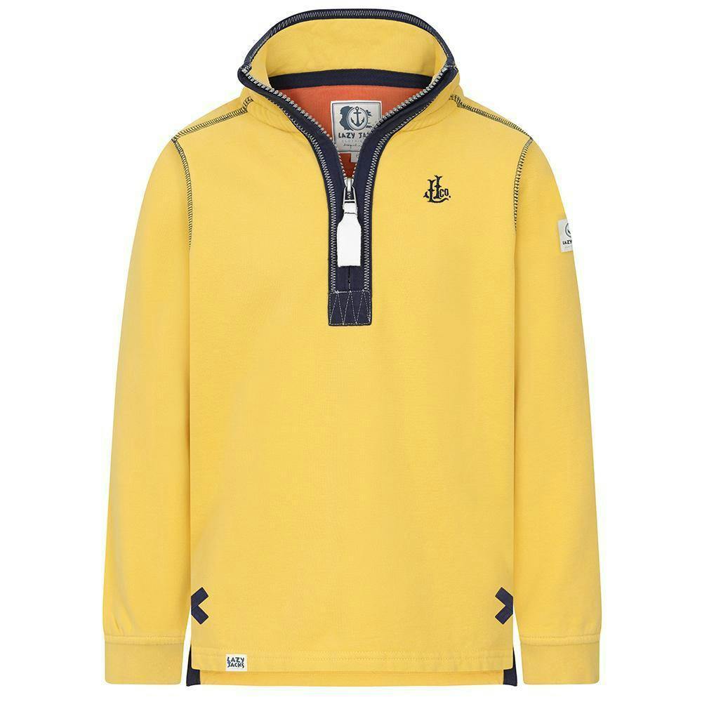 Lazy Jacks Boys Yellow Quarter Zip Sweatshirt - 7-8 Years - 100% Cotton