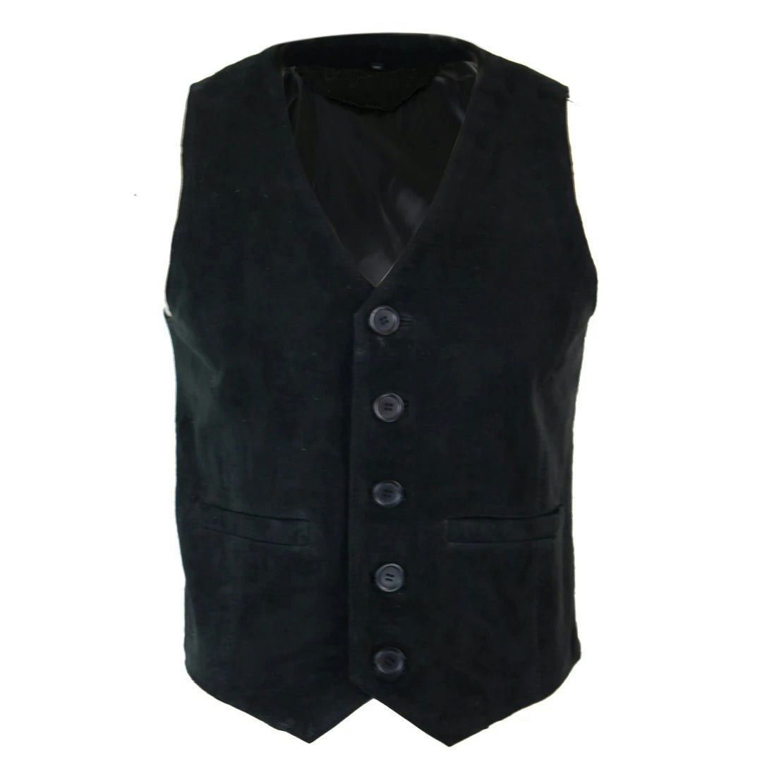 Infinity Leather Men's Black/Brown/Burgundy Leather Company Waistcoat Gilet Suede Leather Tan - 5XL