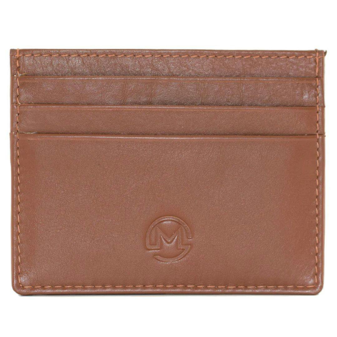 Mala Leather Origin Plain Leather Card Holder With Zip Pocket - Tan