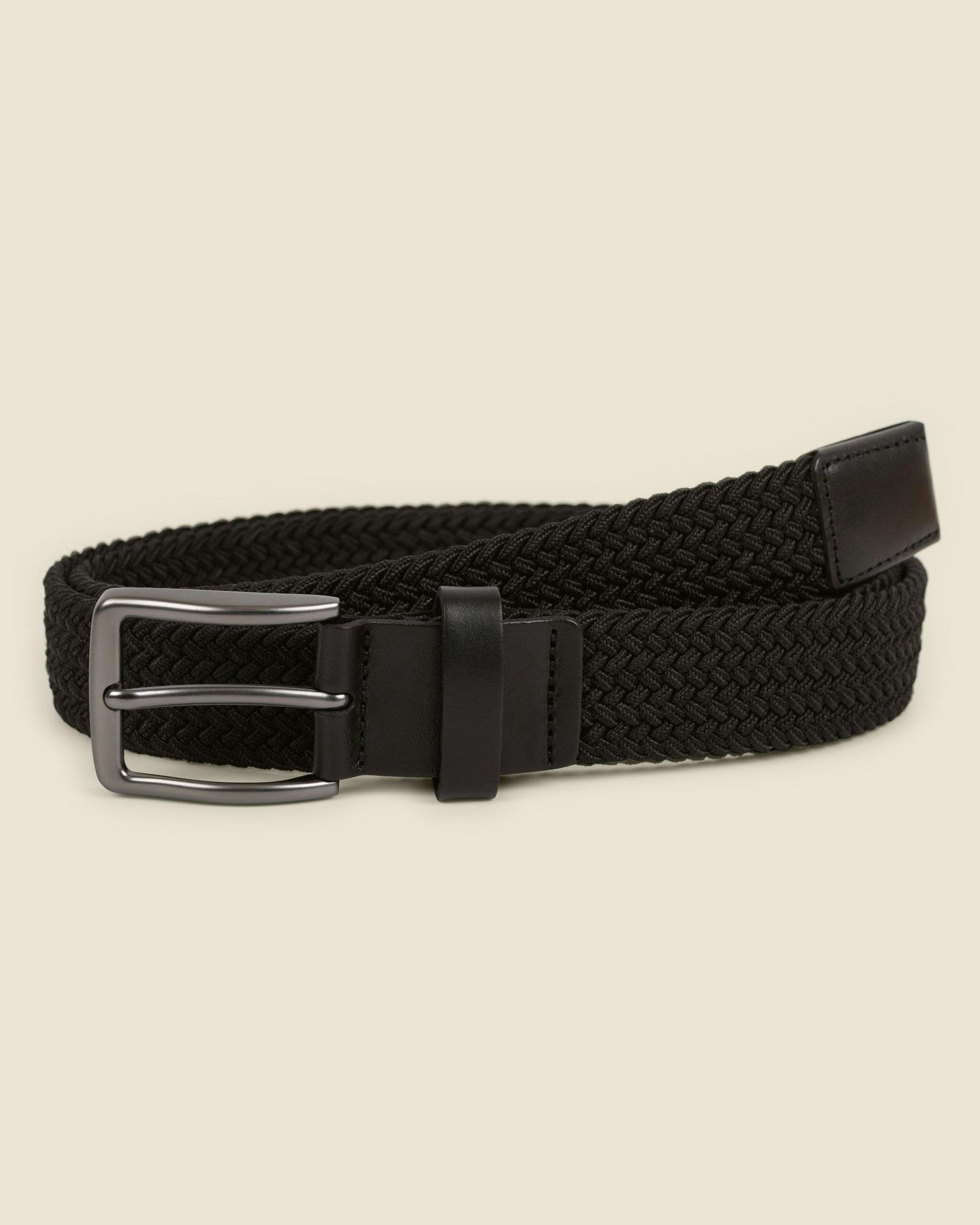 Larsson & Co Black Nyslott - Woven Casual Stretch Belt - L (36-38)