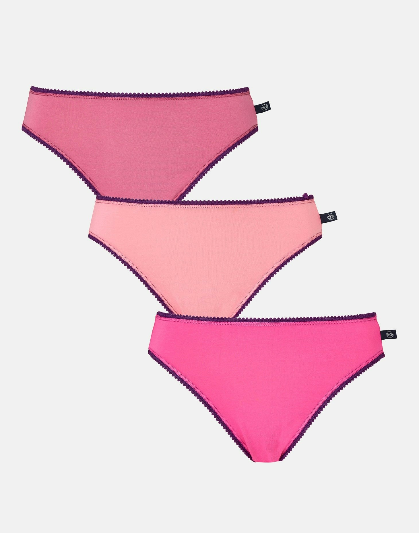 British Boxers Women's Mauve Three-Pack High Leg Knickers – Fizz - X-Small