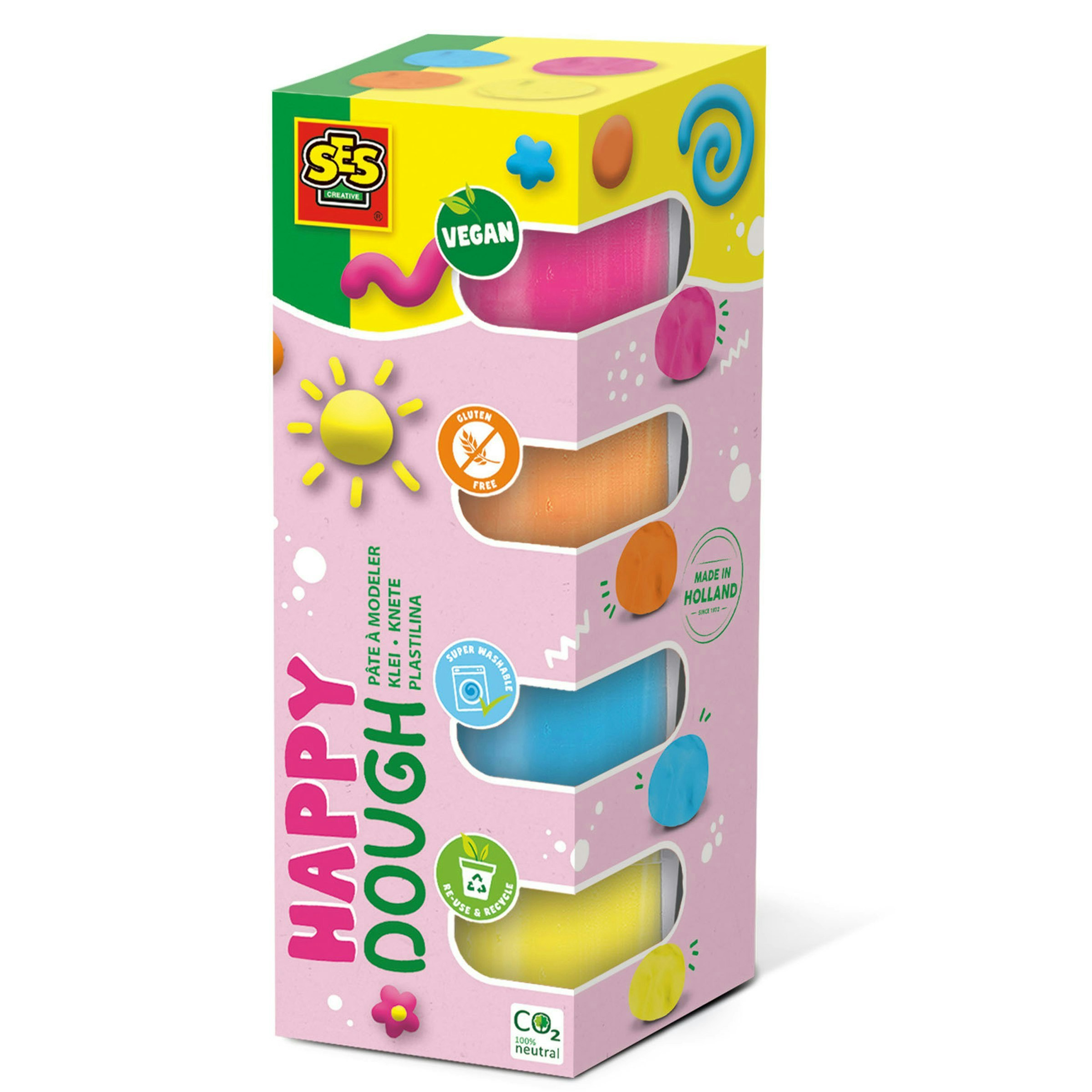 Ses Creative Pink/Light/Blue Feel Good Dough - Happy (4X90gr)