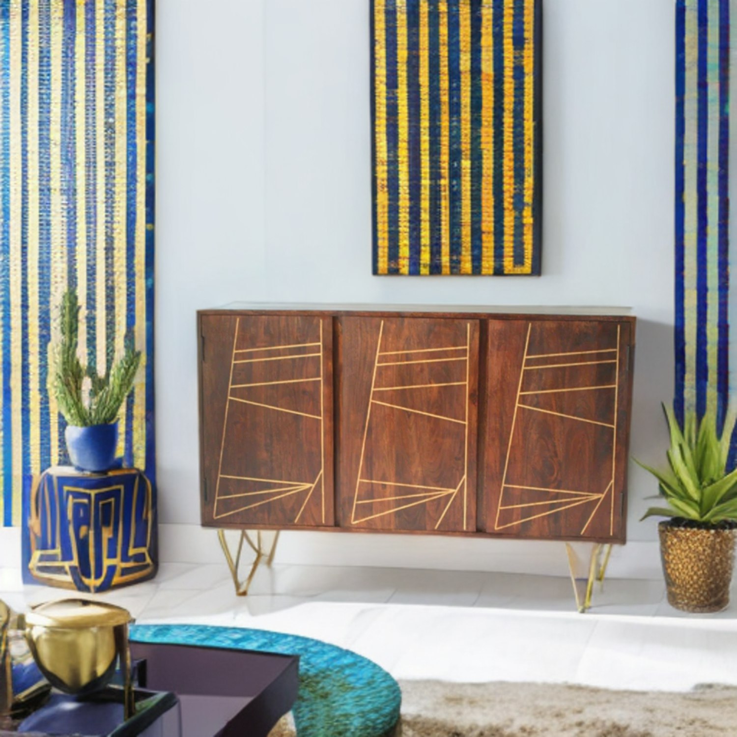 Ih Design Dark Large Sideboard With 3 Doors Bishop Mango - Wood - 1