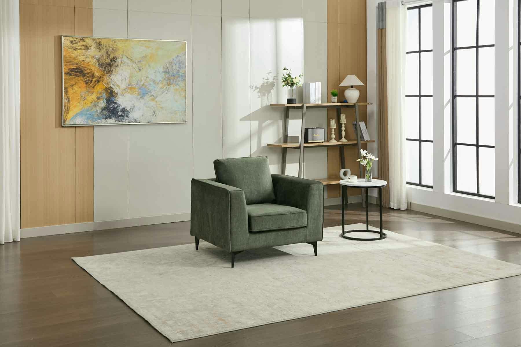 Rackhams Black Aston Armchair - Moss