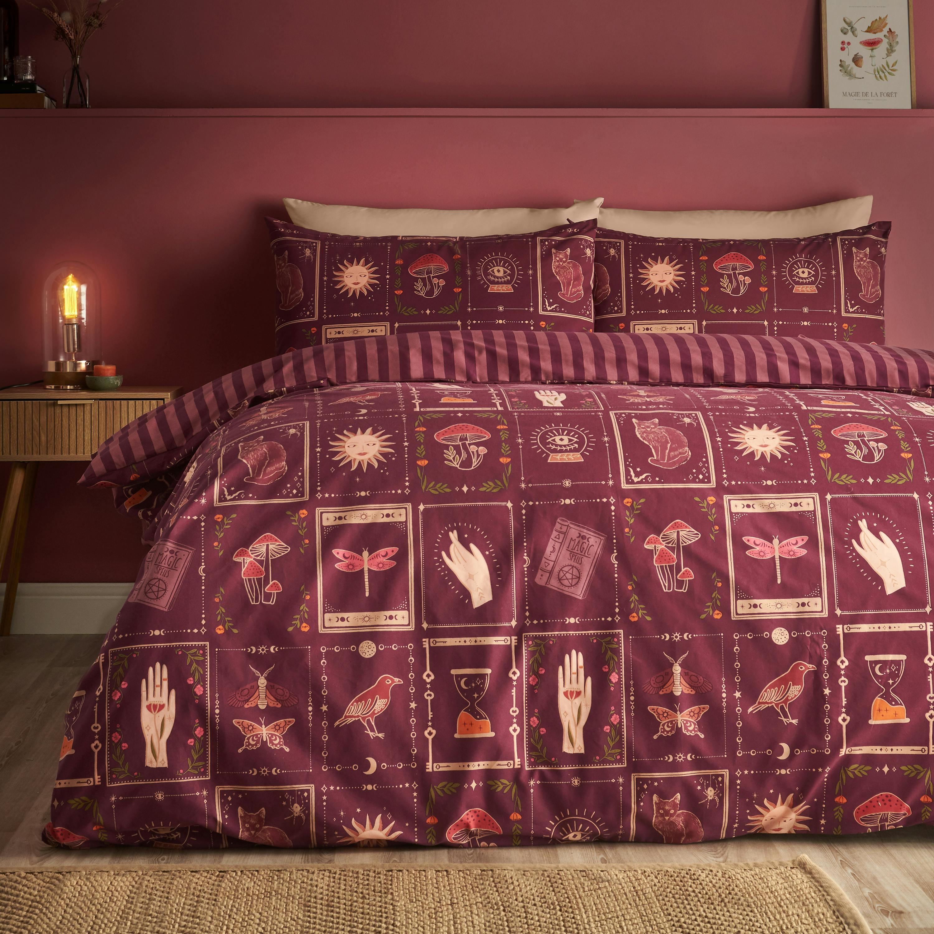 Rackhams Enchanted Witchcraft Reversible Duvet Cover Set Plum - Single - Plum
