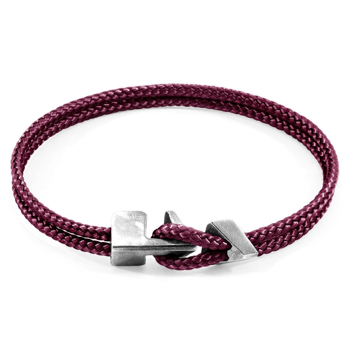 Anchor & Crew Purple/Silver Aubergine Brixham And Rope Bracelet - L - 23Cm