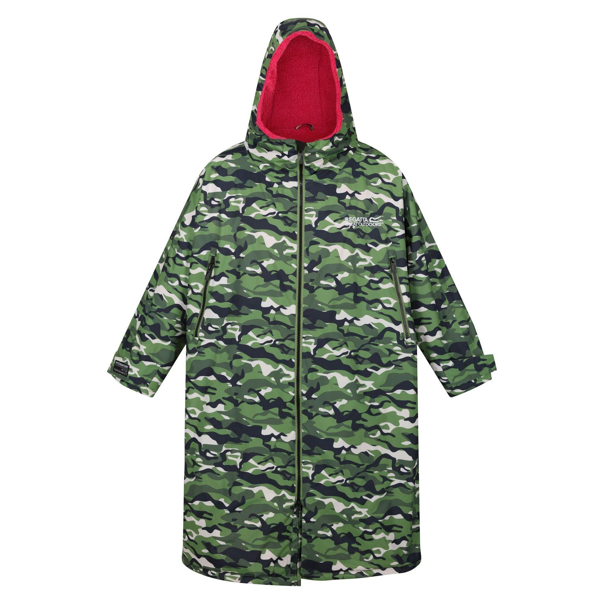 Regatta Unisex Green Adult Camouflage Oversized Changing Robe - Cactus - S-M - Cactus - 62% Polyester/38% Recycled Polyester