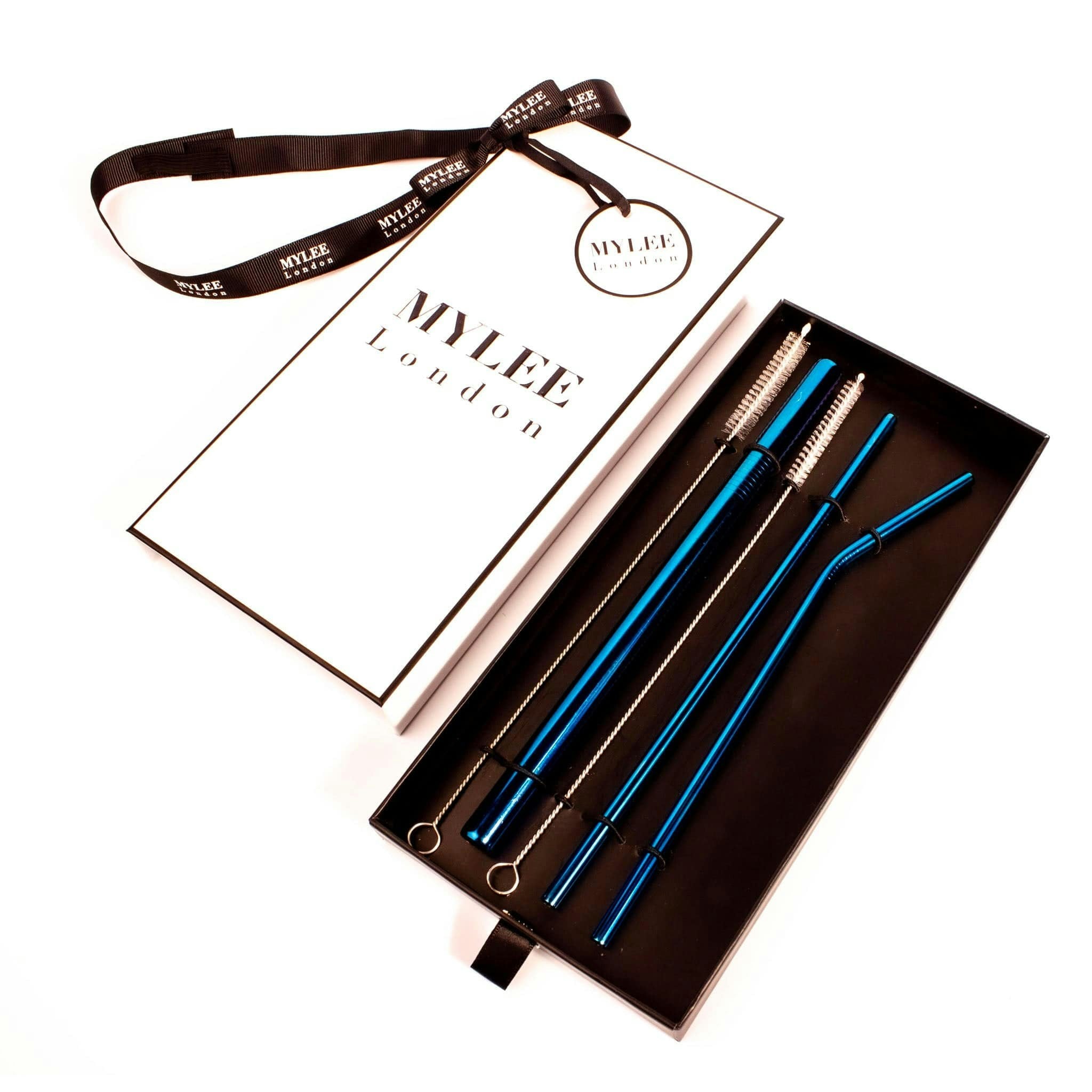 Mylee London Blue Personalised Straw Gift Set With Free Gift Wrapping