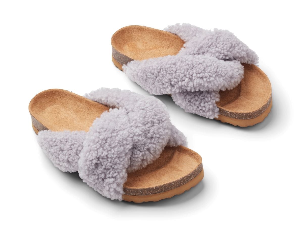 Natures Collection Light/Grey Lilly Cross Slipper - 39
