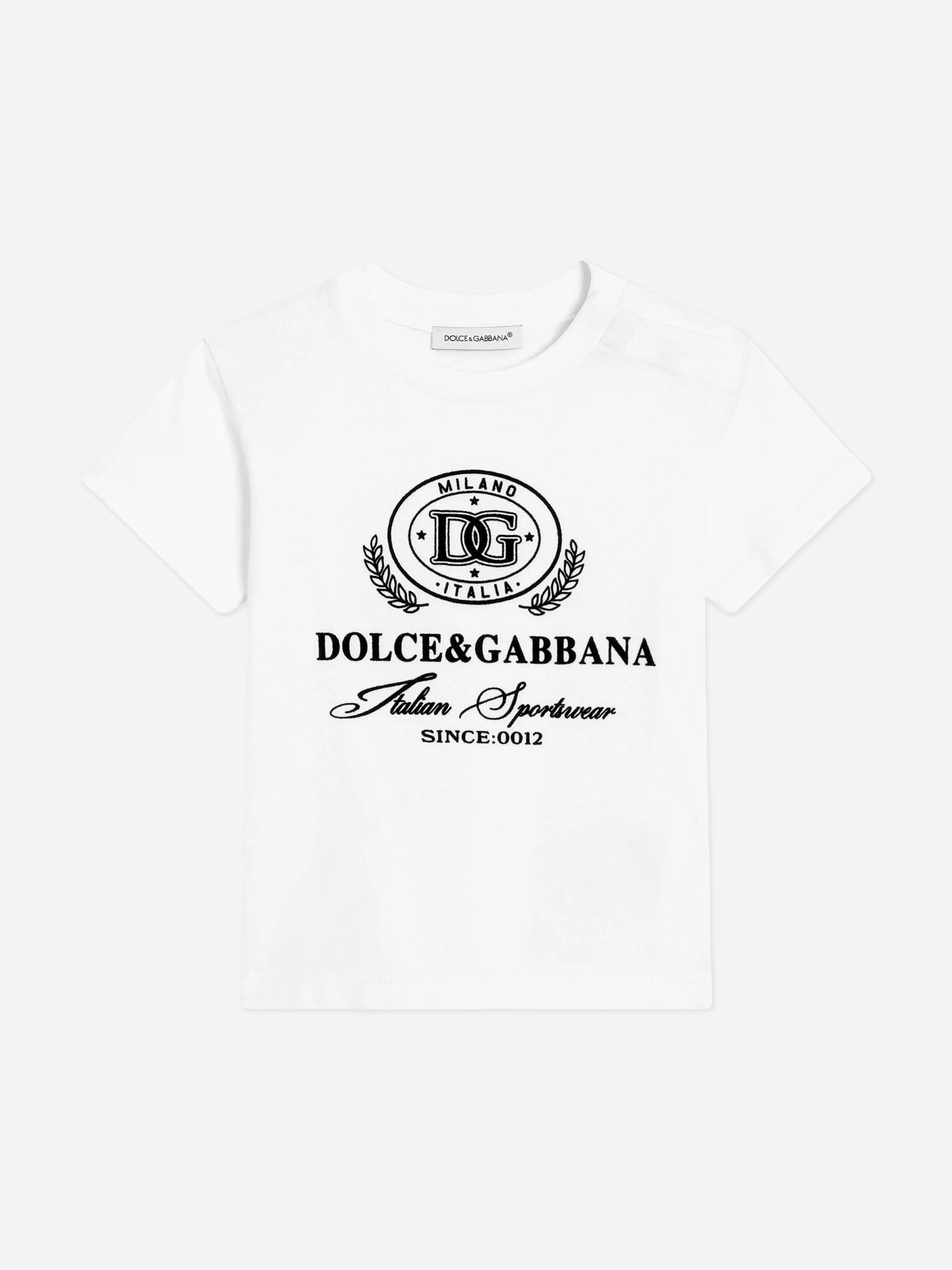Dolce & Gabbana Kids Boys White Dolce & Gabbana Baby Logo T-Shirt In - 9 - 12 Mths